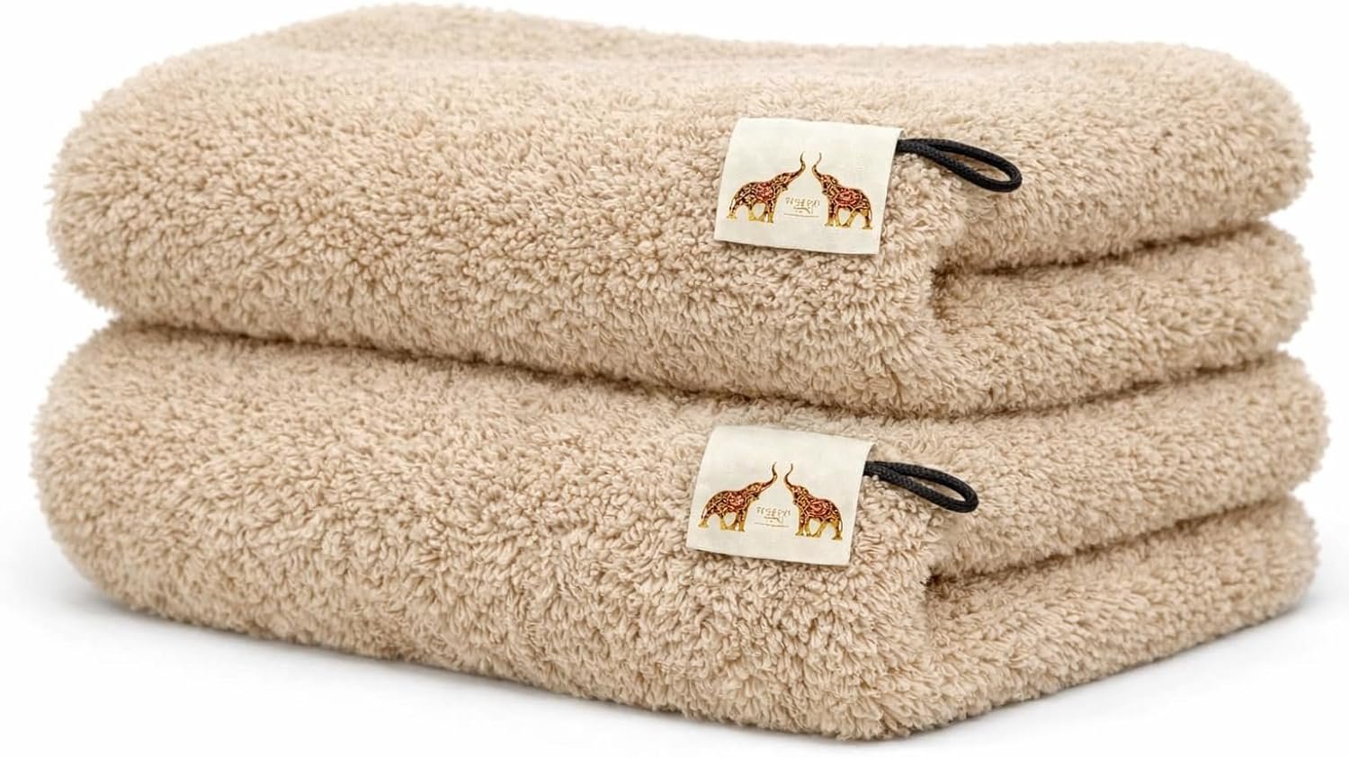 Mango Gifts 100% Cotton Hand Towels – Soft Terry Cotton with High Absorbency, Quick Dry, Lightweight and Durable, Machine Washable Towels for Bathroom, Gym and Spa, 16 x 28 Inch, Set of 2, Beige