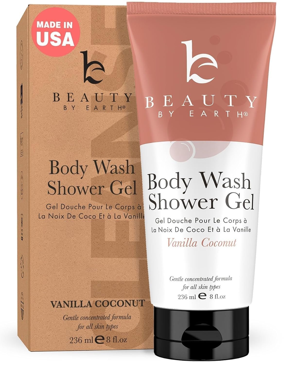 Vanilla Coconut Shower Gel Body Wash – USA Made with Organic Ingredients