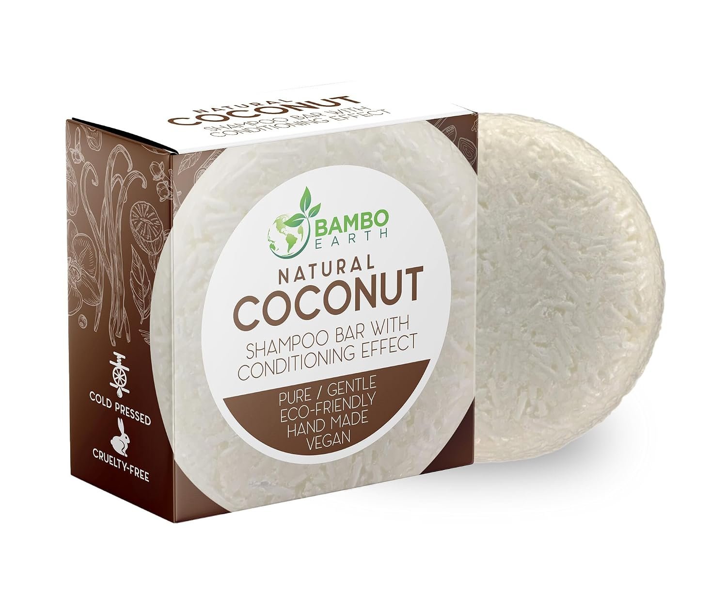 Solid Shampoo Bar And Conditioner Effect Hair Soap – 100% Organic Shampoo Bars For Hair With All Natural Plant Based Essential Oils And Zero Waste Biodegradable Packaging (Coconut)