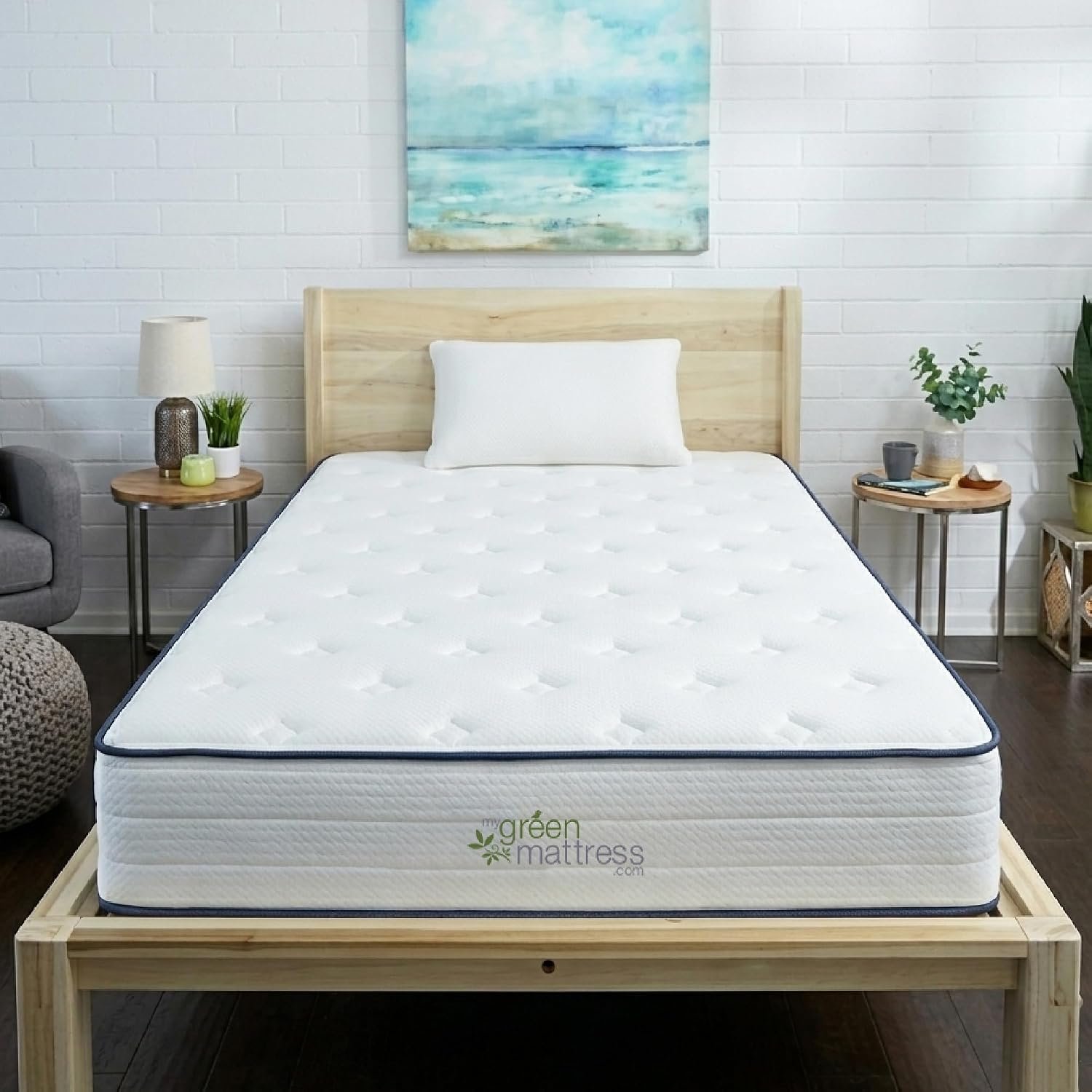 My Green Mattress Kiwi Organic Mattress – Hybrid Latex Mattress with GOTS Cotton & Wool, GOLS Latex, 7-Zone Pocket Coil Support, Hand-Tufted Tight Top, Medium Firm Bed, Breathable & Durable – Twin