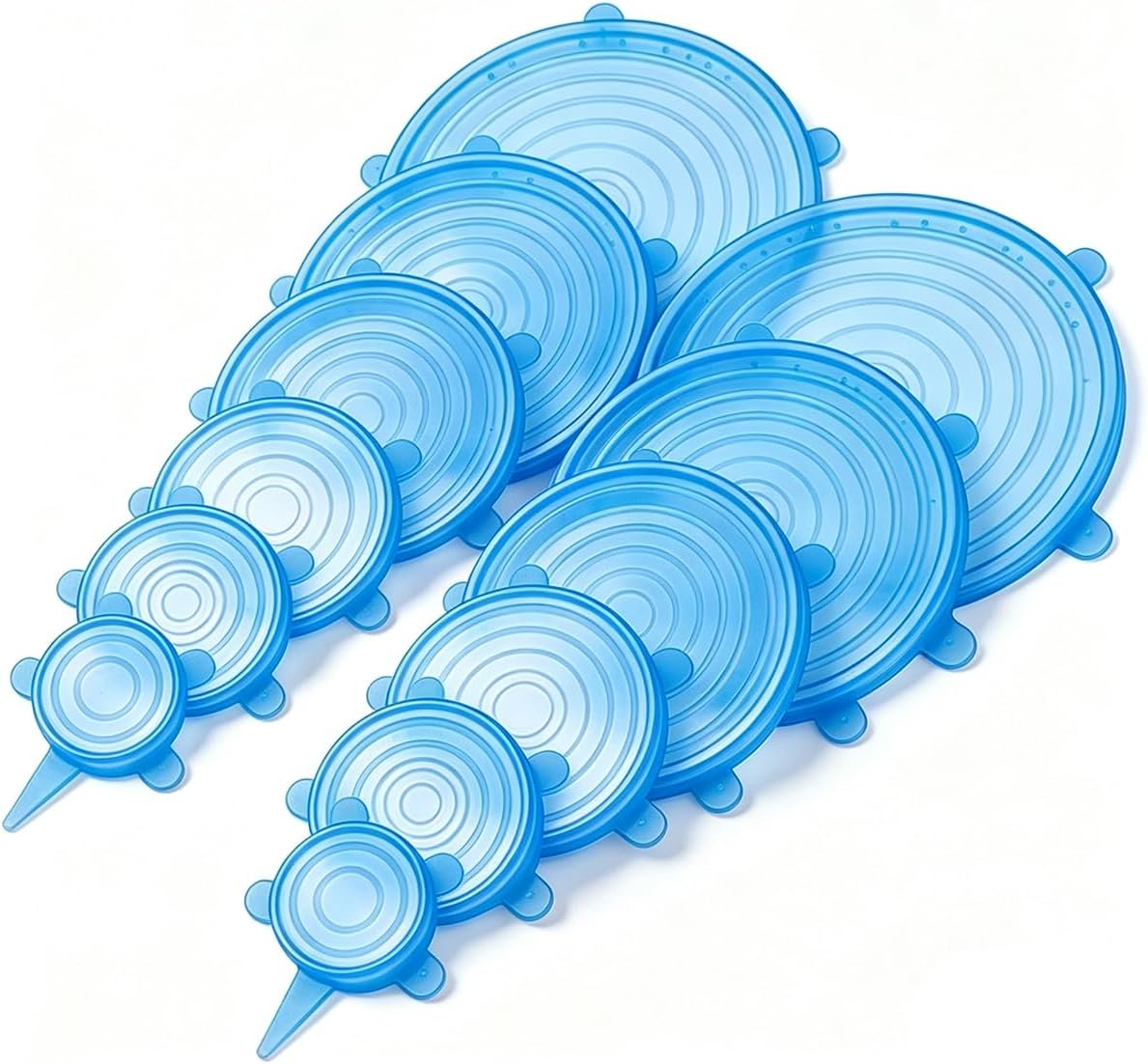 12 pcs Silicone Stretch lids set(6 Sizes,blue)