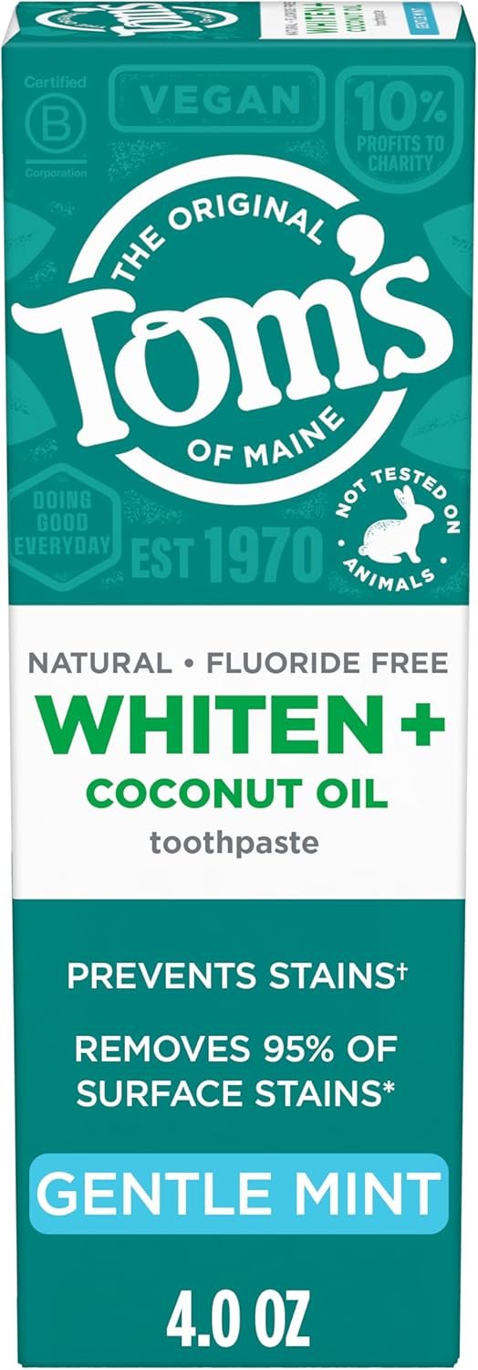 Tom’s of Maine Whiten Plus Coconut Oil Whitening Toothpaste, Mint, 4 oz