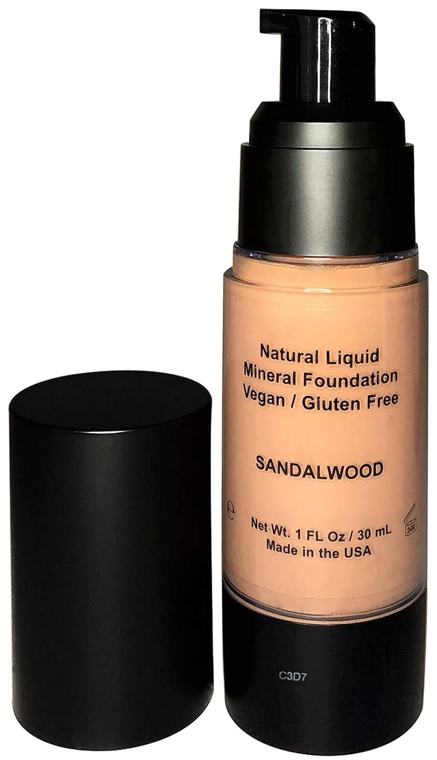 Mom’s Secret 100% Natural Liquid Foundation, Organic, Vegan, Aloe Based, Natural Sun Protection, Gluten Free, Cruelty Free, Made in the USA, 1FL Oz. (Sandalwood)