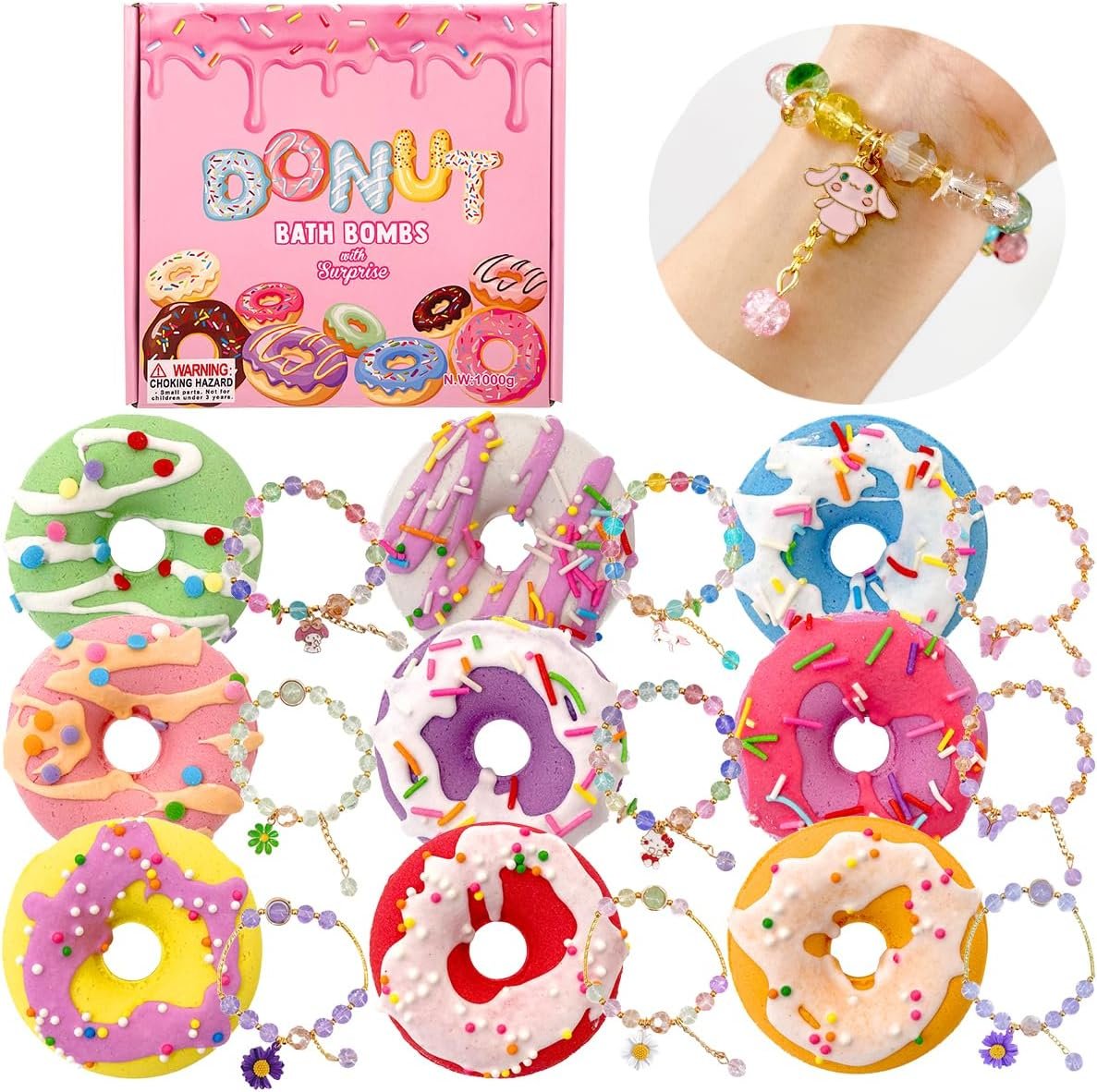 9 Pack Donut Bath Bombs for Kids with Surprise Inside