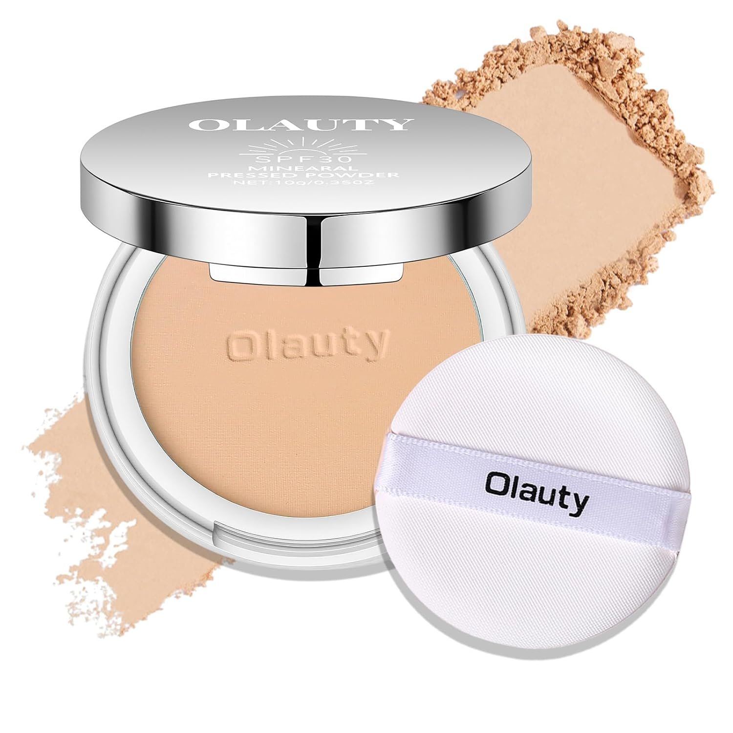 Mineral Powder Foundation with SPF 30,4-in-1 Sunscreen Pressed Powder,Foundation,Concealer & Finishing Compact Powder,Light-to-Medium Coverage,Matte Compact for Face（#1 Medium）