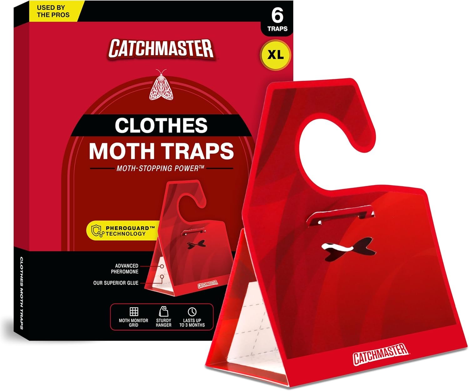 Catchmaster Clothes Moth Traps 6 Pack, Odorless Pheromone Trap for Closets