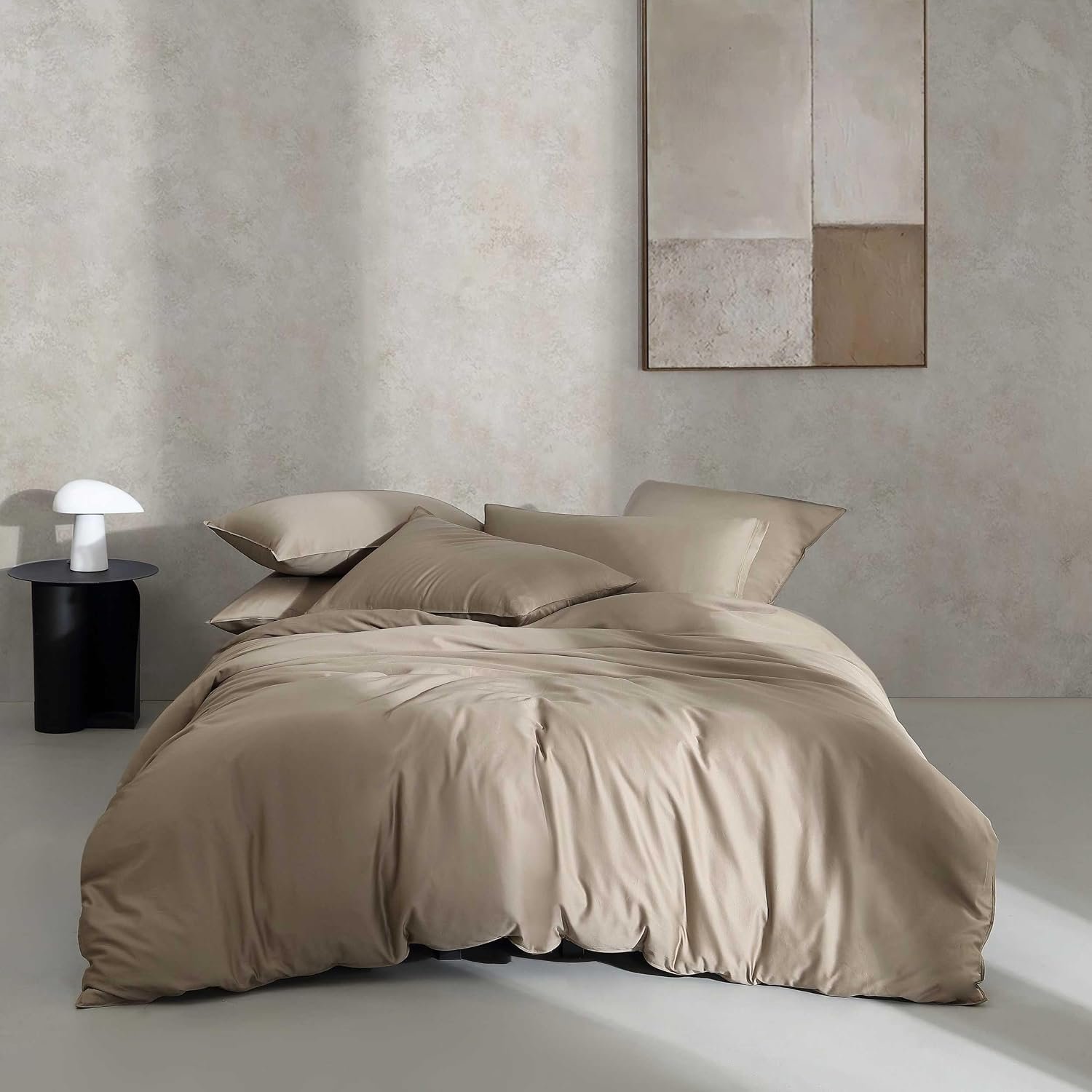 Calvin Klein – King Duvet Cover Set, Organic Cotton Sateen Bedding, Luxuriously Soft Home Decor, GOTS Certified (Organic Earth Mocha Brown, King)
