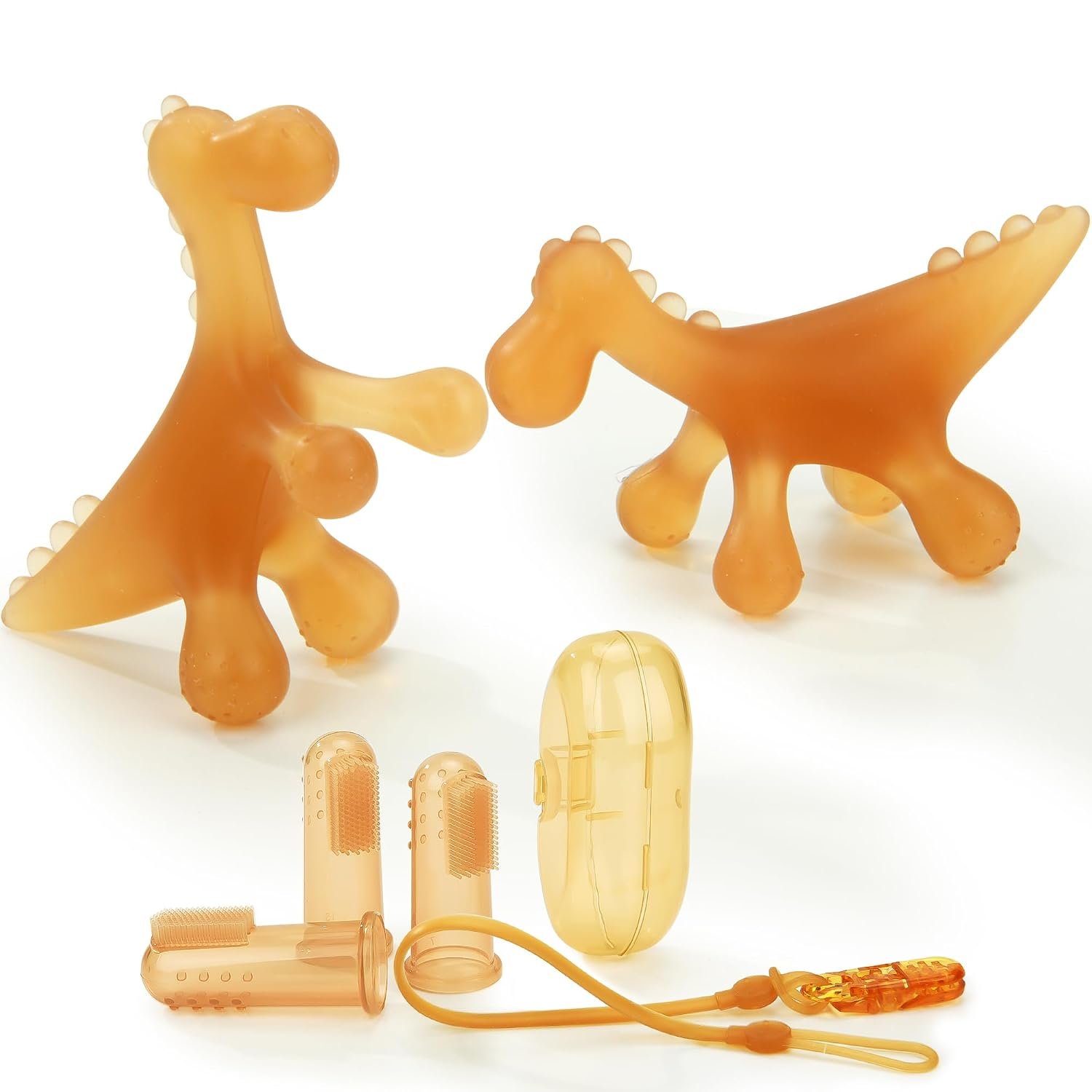 Baby Amber Teething Toys for Babies 0-6 Months,Silicone Baby teethers for Babies 3 Months+,Freezer BPA Free Soft and Textured Chew Infant Toys Easter Gifts for Boys and Girls-Dinosaur