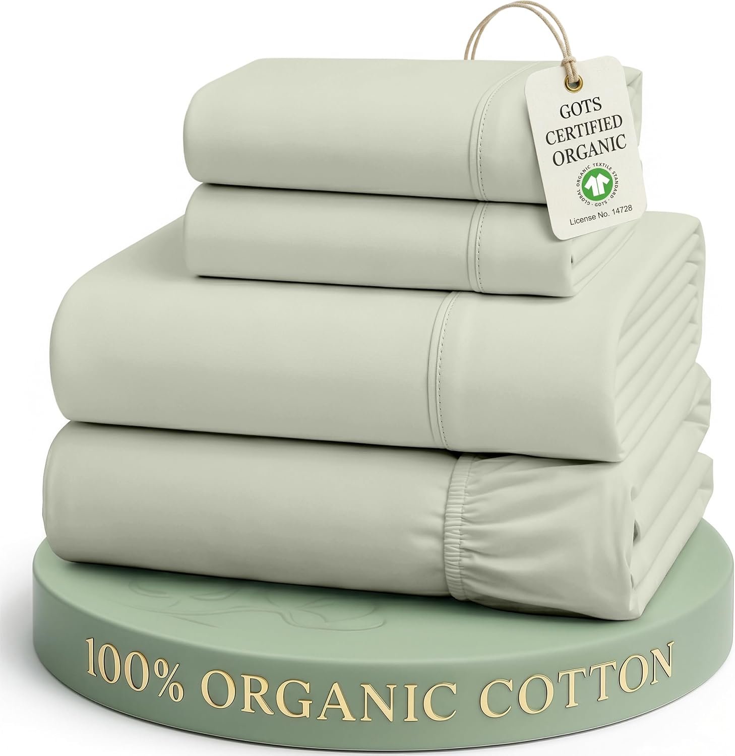 Lane Linen Queen Sheet Set 100% Organic Cotton Percale Cooling – Mineral