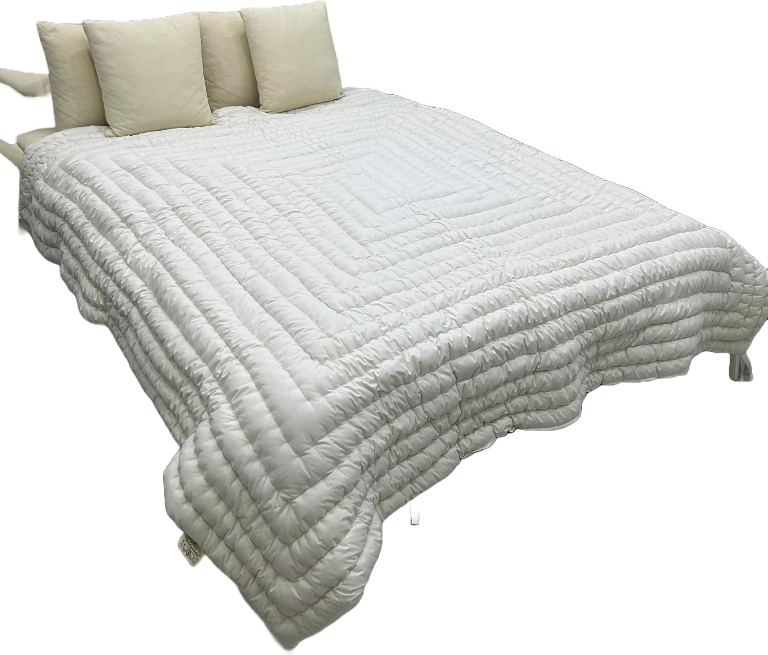 WOOLEXPERTTurkey Handmade Merino Wool Duvet Comforter–%100 Turkish Wool Filling-All Season Cream&White Colour Options–Crib,Twin,Queen,King US Sizes–Natural Bedding (White, Queen)