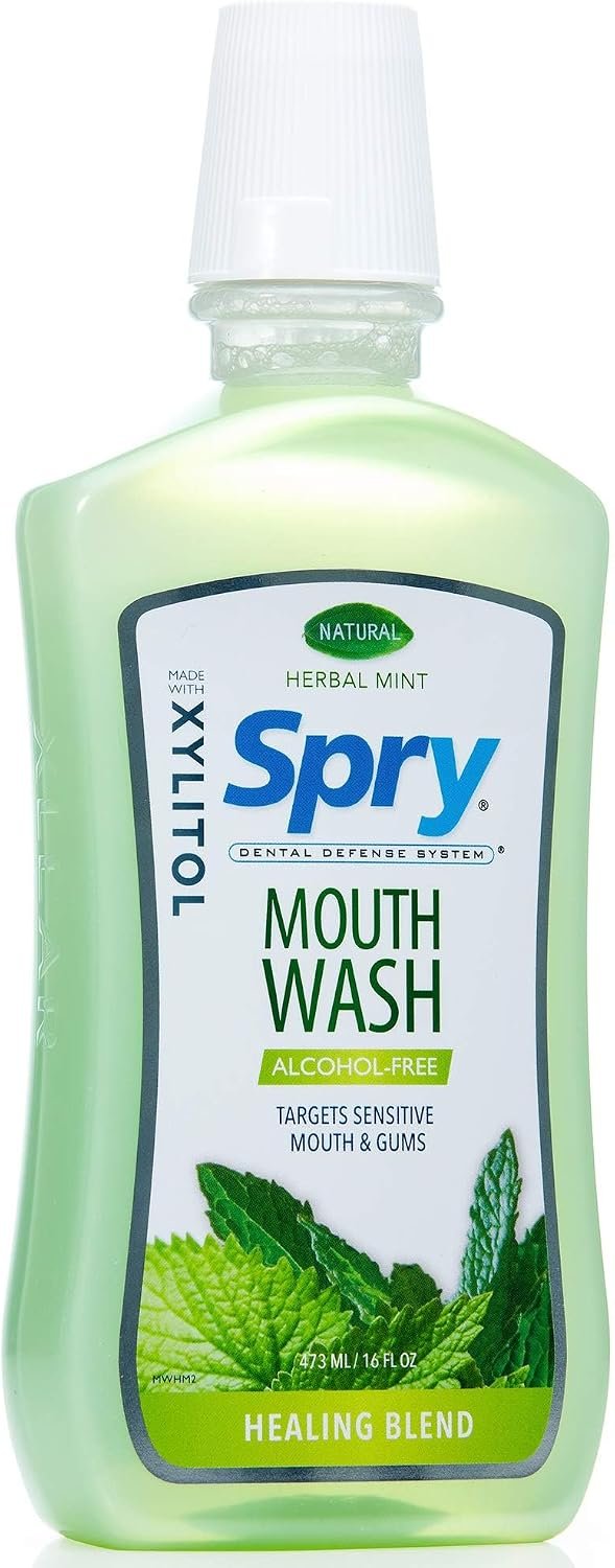Spry Alcohol-Free Xylitol Mouthwash, Herbal Mint – 16 fl oz (Pack of 2)
