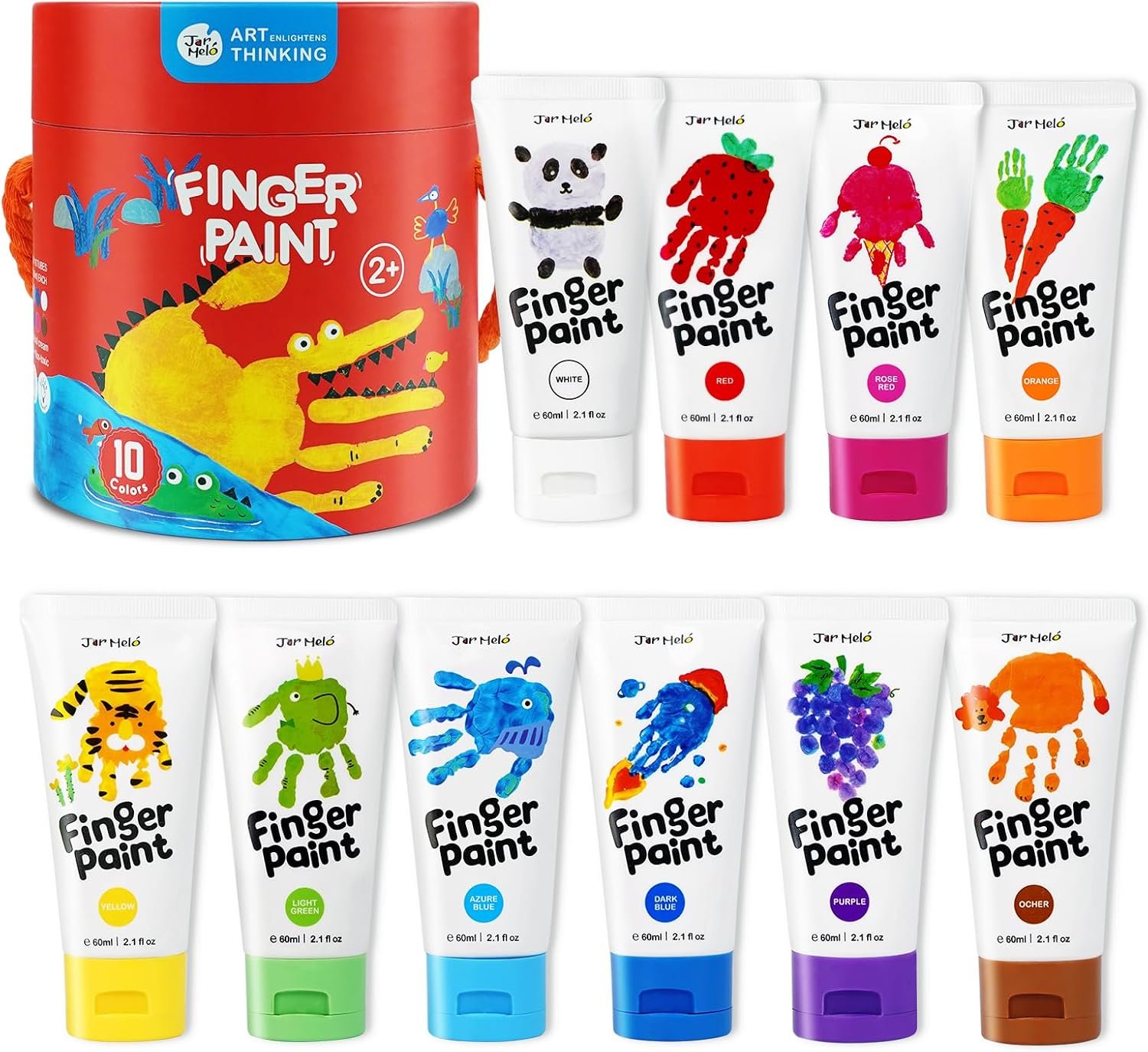 Jar Melo Washable Finger Paints for Toddlers, 10 Colors
