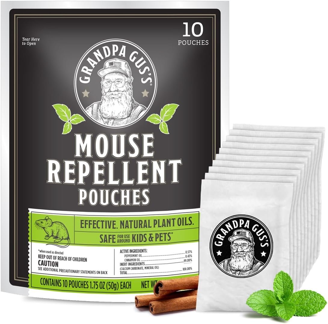 Grandpa Gus’s Mouse Repellent Pouches, Natural Peppermint Oil, 10 Pouches
