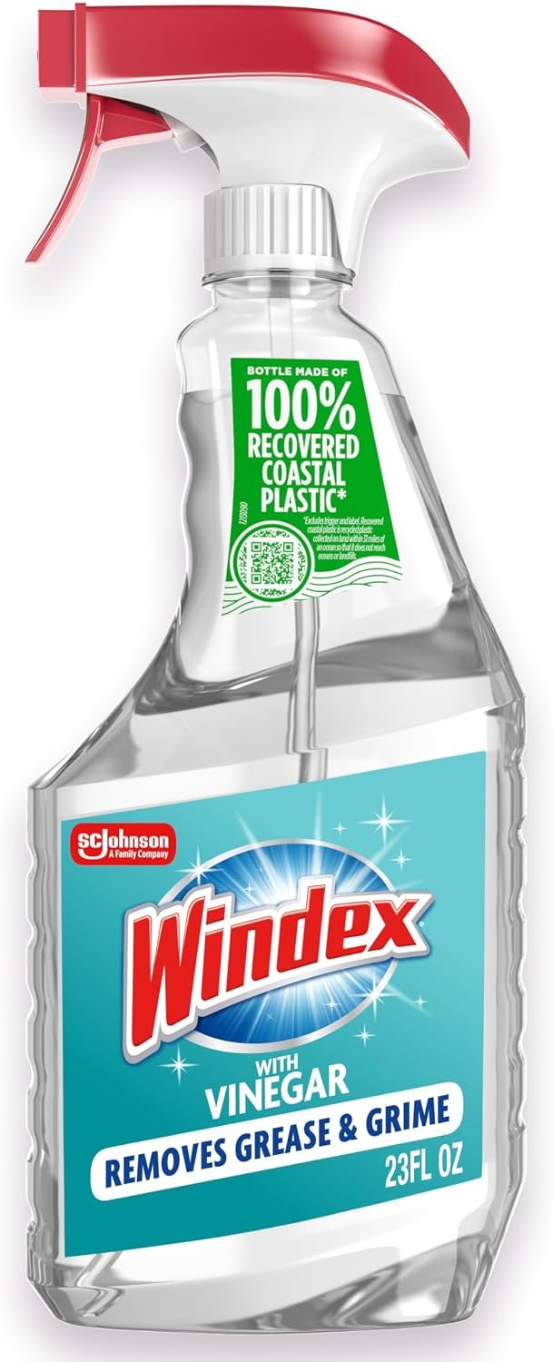 Windex Vinegar Glass and Window Cleaner, Removes Grease and Grime, 23 oz