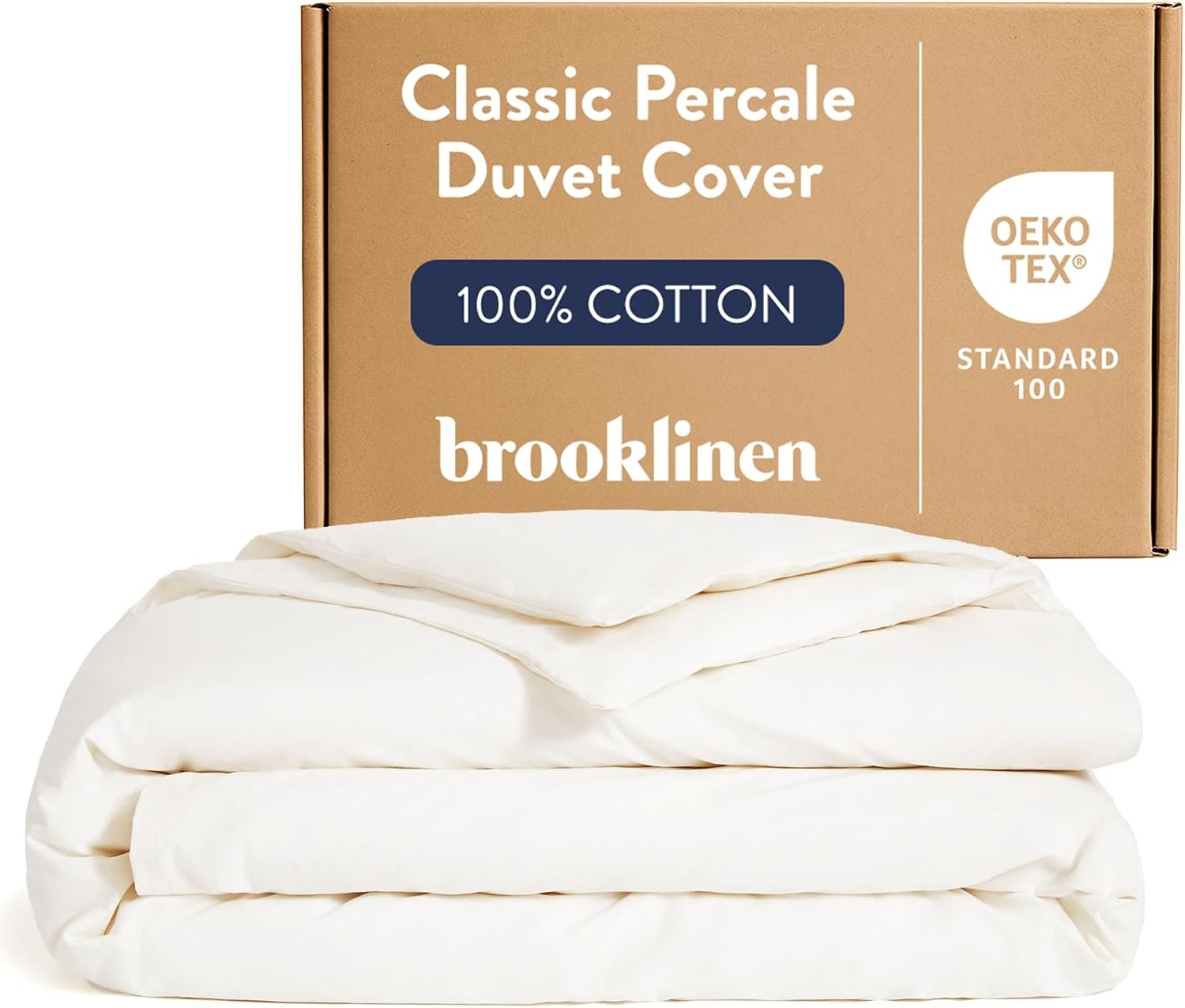 Brooklinen Percale Duvet Cover Crisp & Cooling – Full/Queen, Cream
