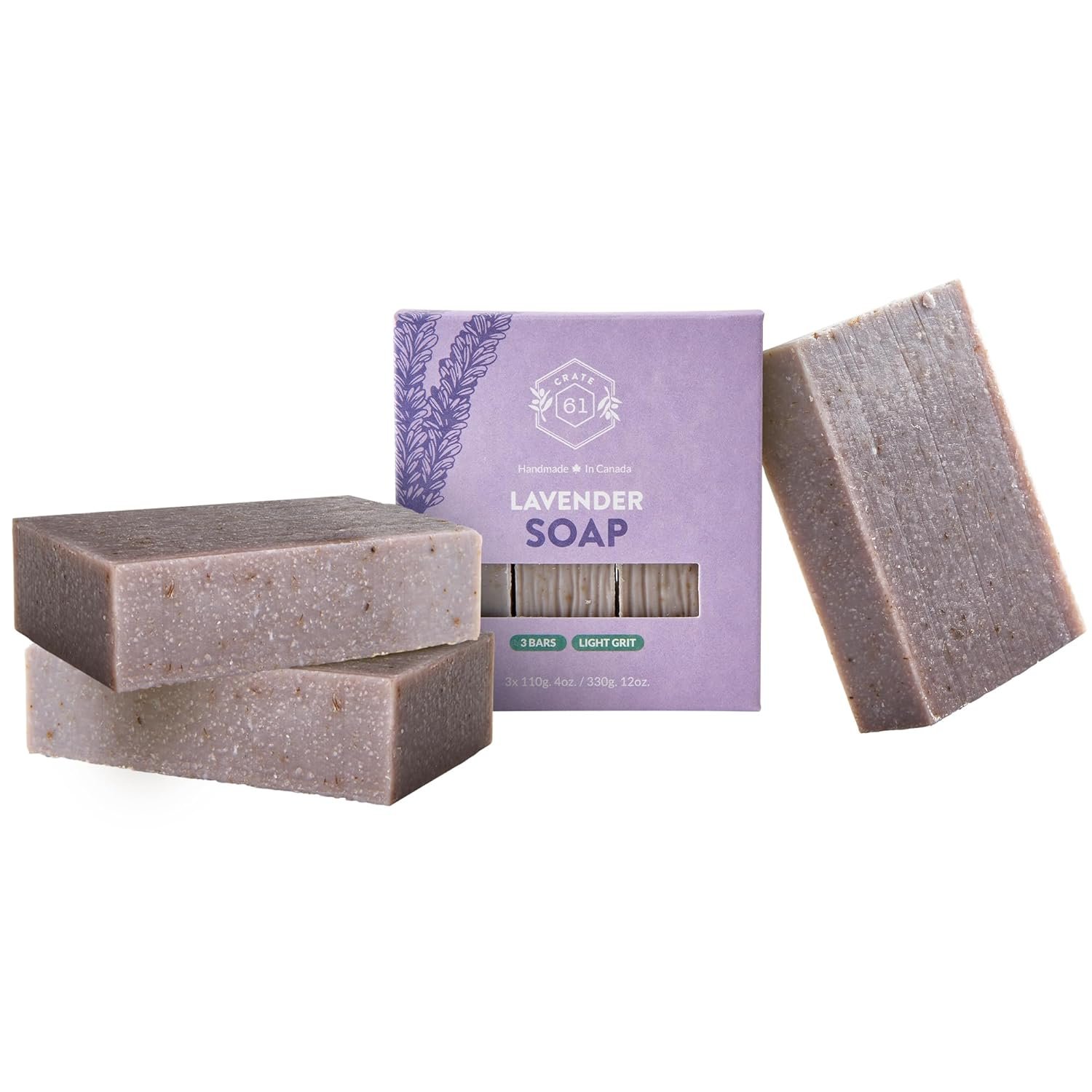 Crate 61, Natural Bar Soap, Vegan, Lavender, Handmade Soap With Premium Essential Oils, Cold Pressed Face And Body Bar For Men And Women (4 oz, 3 Bars) Lavender 3 Pack