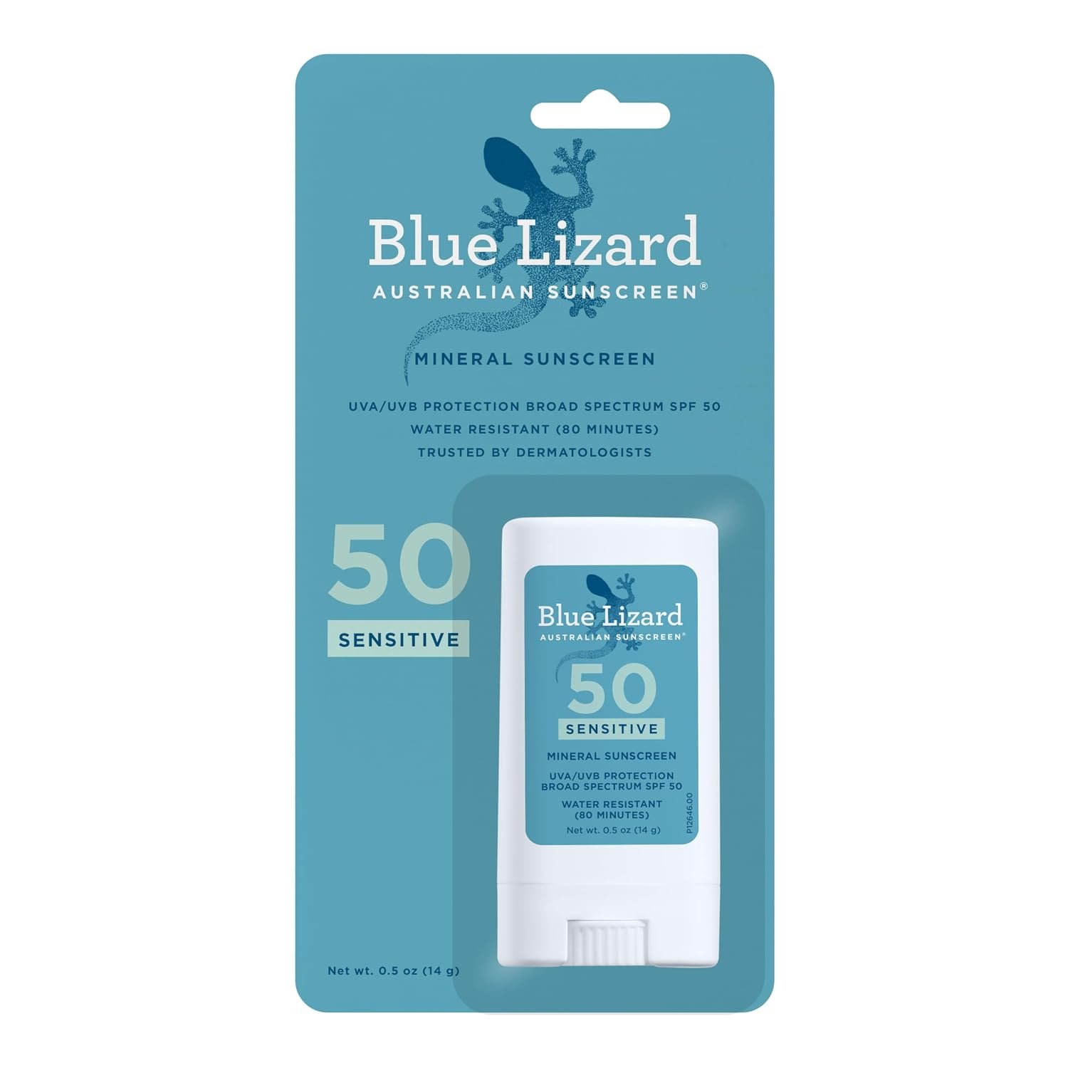 BLUE LIZARD Sensitive Mineral Sunscreen Stick with Zinc Oxide, SPF 50+, Water Resistant, UVA UVB Protection Easy to Apply, Fragrance Free, 0.5 Oz