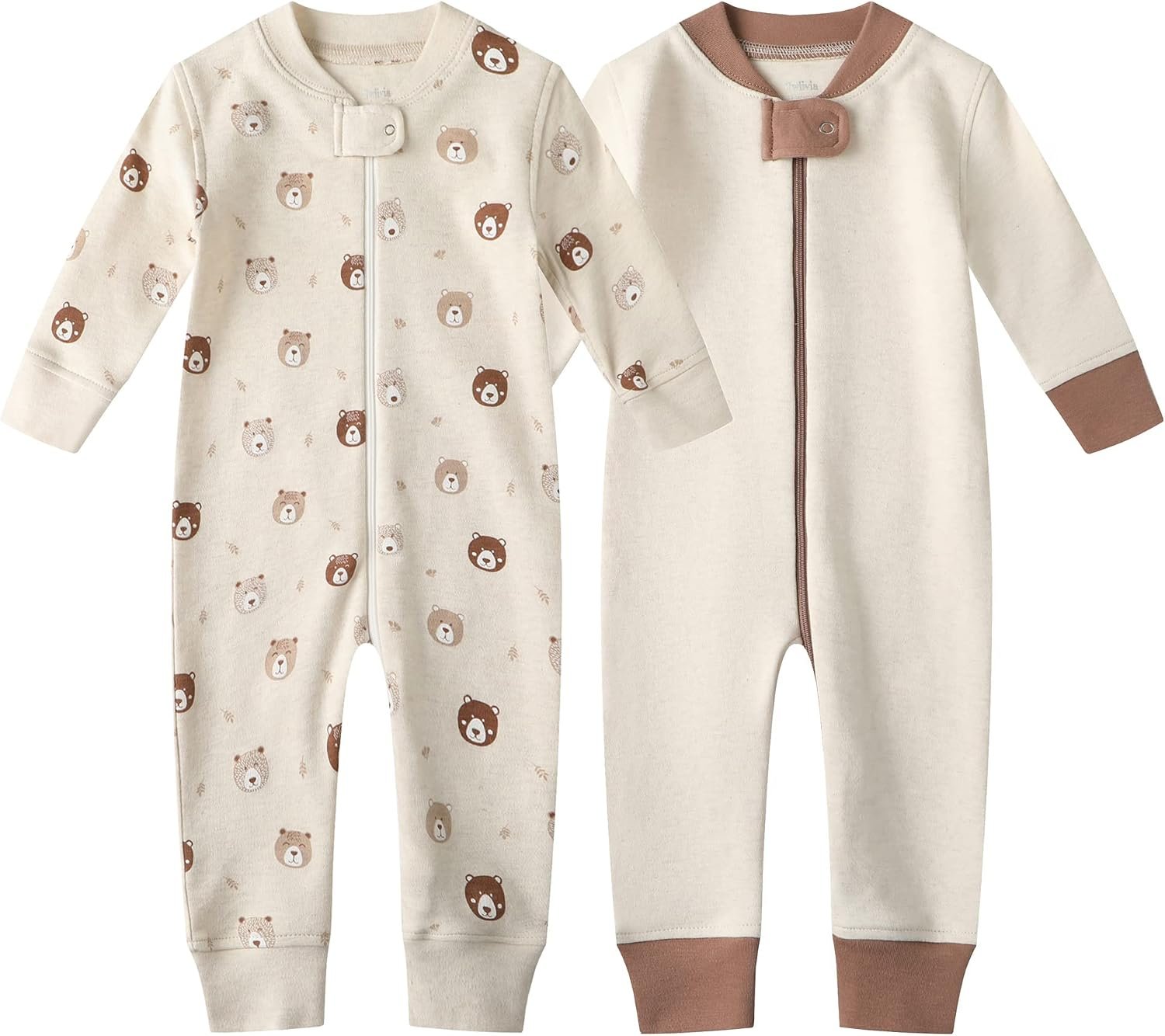Owlivia Organic Cotton Baby Boy Girl Zip up Sleep ‘N Play Pjs, Footless, Long Sleeve