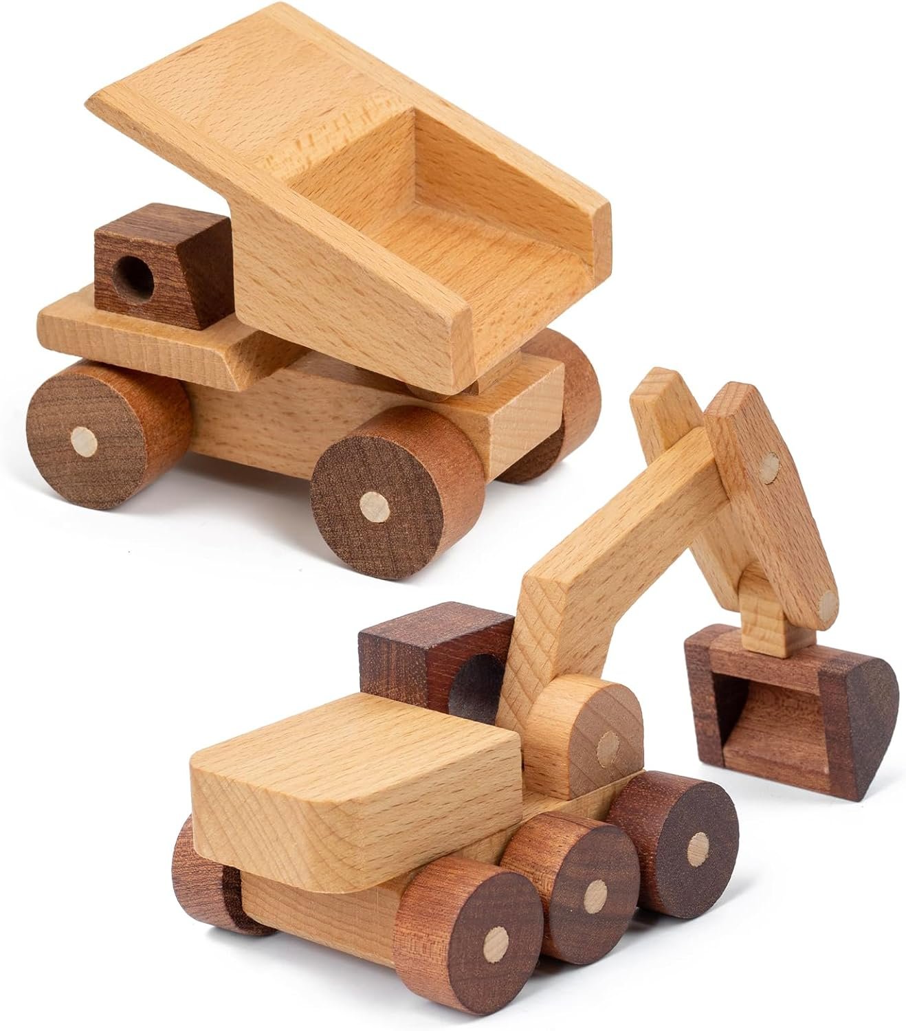Wooden Toy Construction Cars, 3+ (Excavator & Dump Truck)