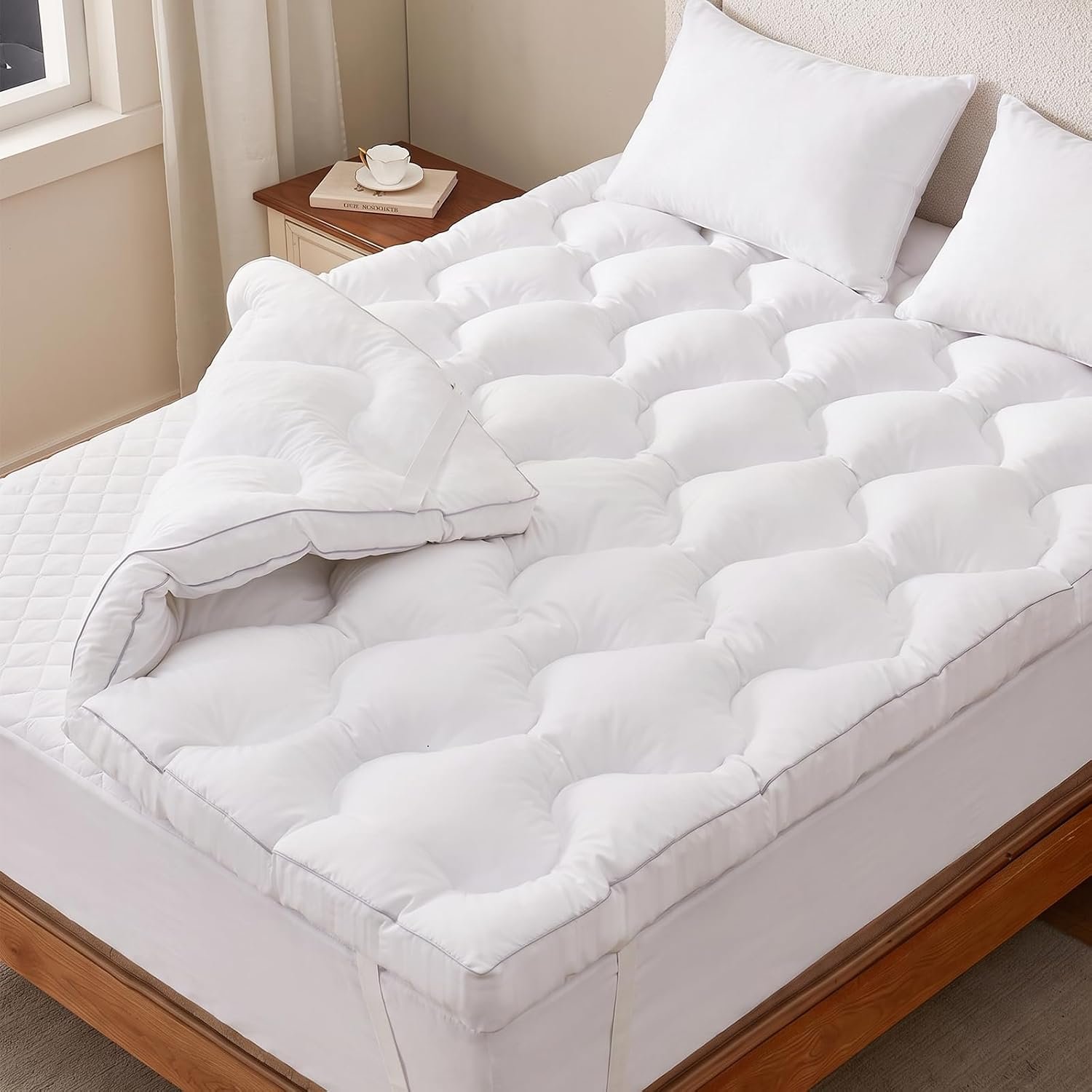 3 Inch Memory Foam Mattress Topper Queen Back Pain Relief White 80x60x3 in