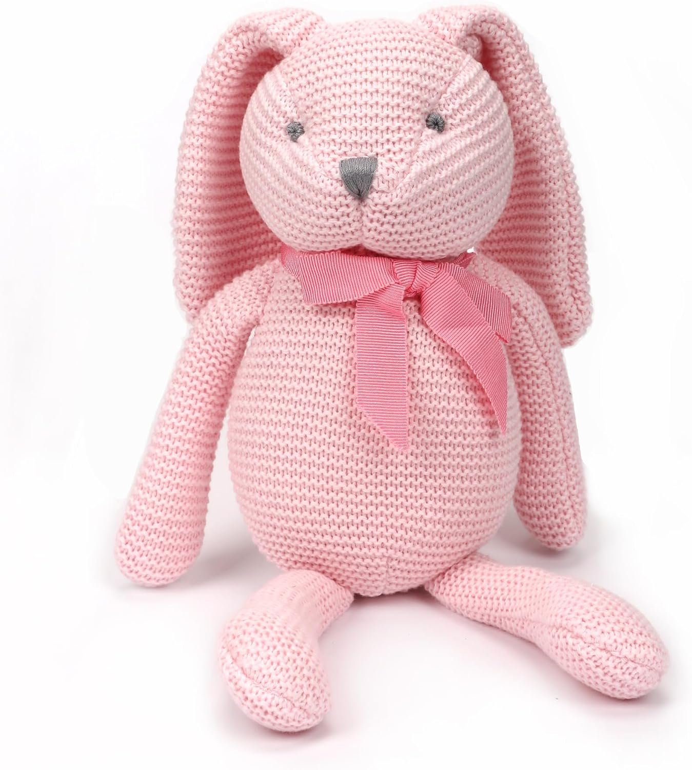 FLUFFYFUN 100% Organic Cotton Baby Bunny Stuffed Animal 7.1″ Pink