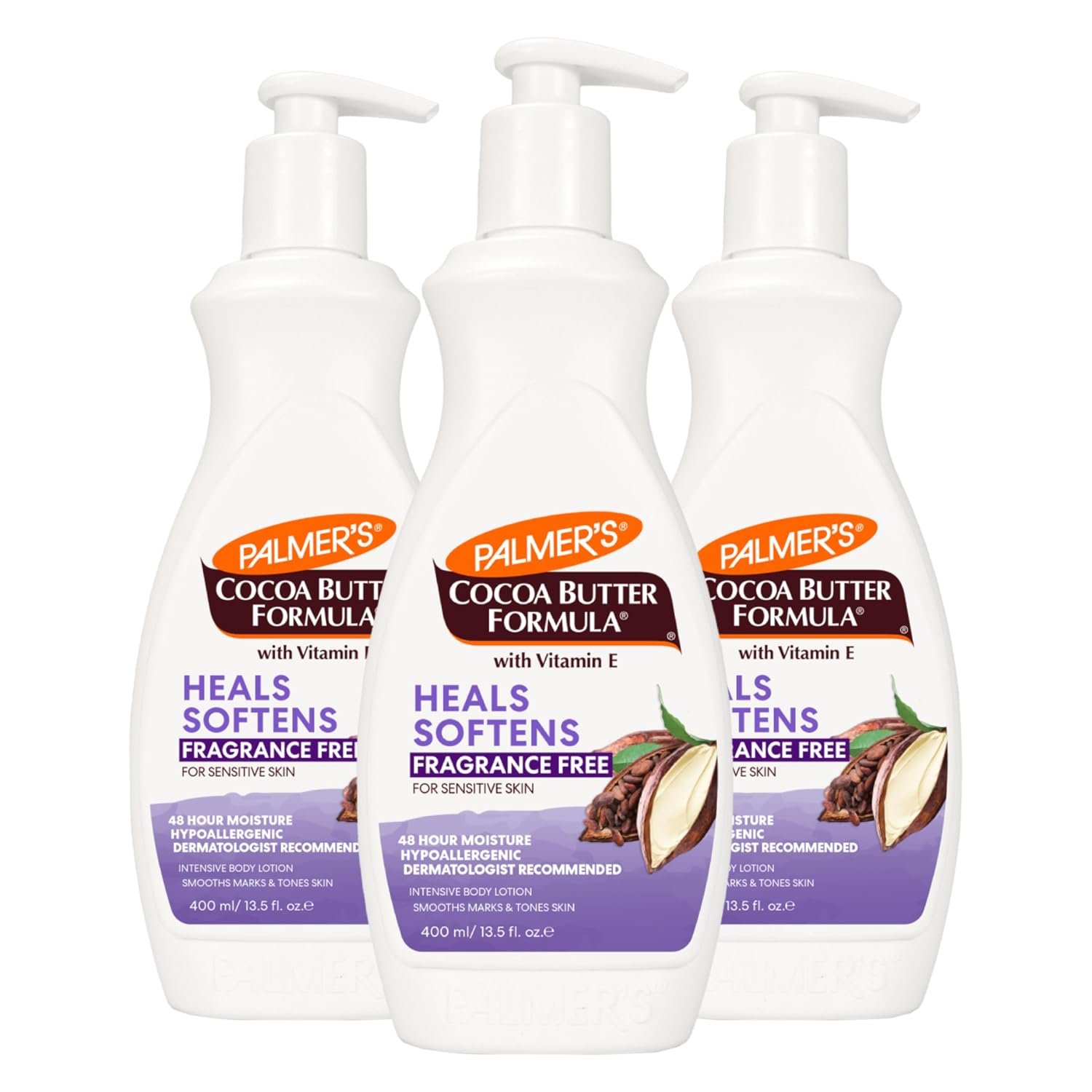 Palmer’s Fragrance Free Cocoa Butter Body Lotion (13.5 Fl Oz – Pack of 3)