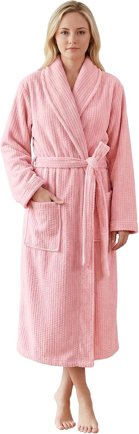 PJGGZ Women’s Shawl Collar Bathrobe, Soft Long Towel Robes for Women – Super Absorbent Quick Dry yet Warm