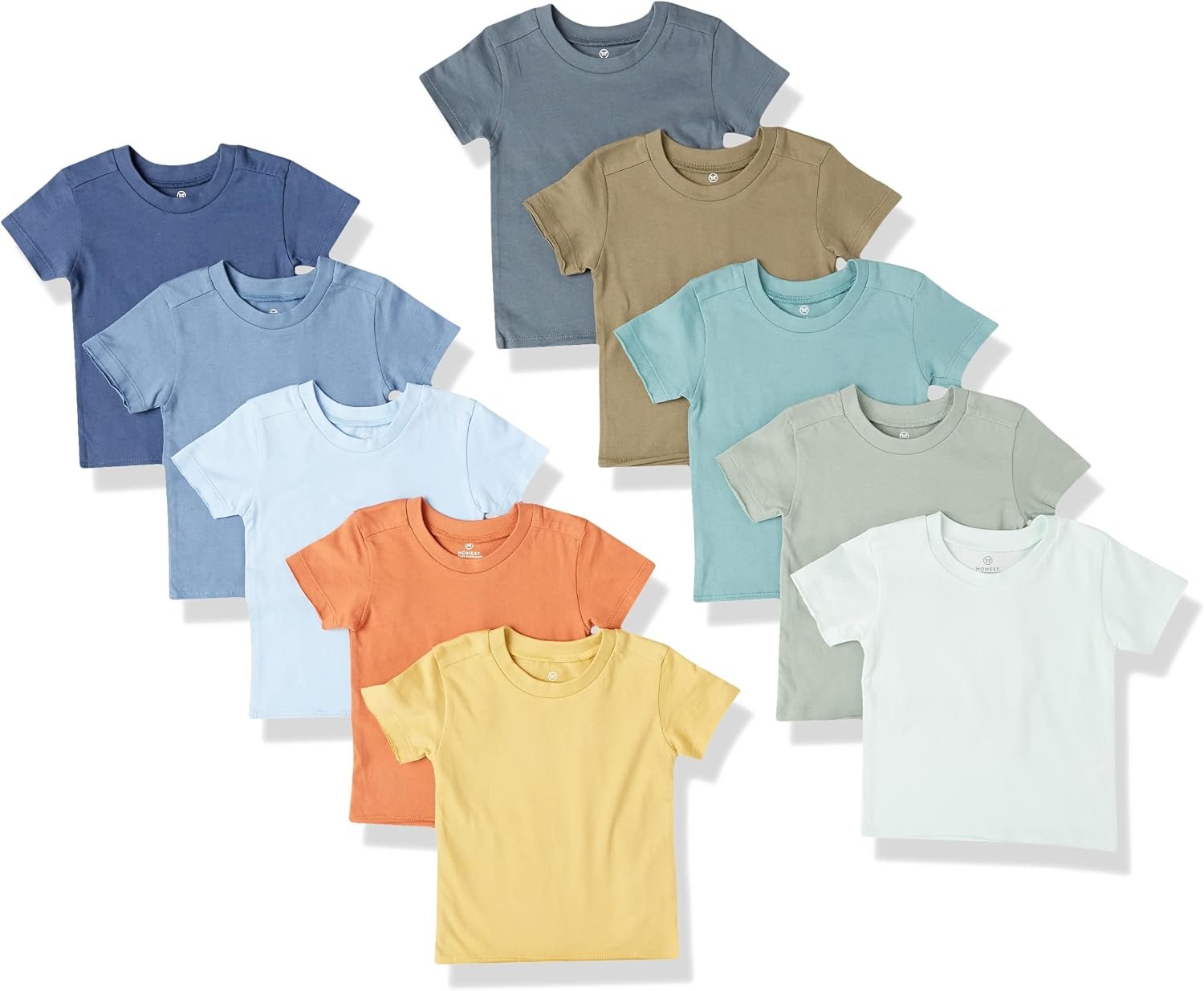 HonestBaby Baby Toddler & Kids’ 100% Organic Cotton Short Sleeve T-Shirts (10-Pack)