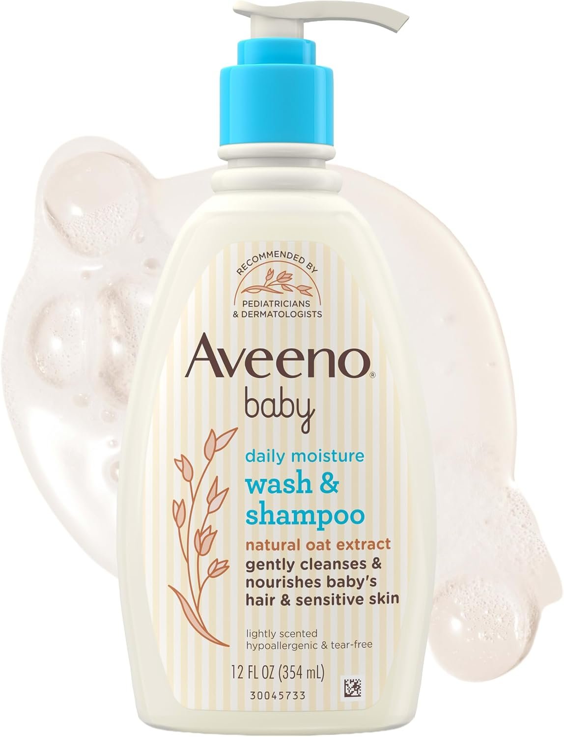 Aveeno Baby Daily Moisture Wash & Shampoo, Tear-Free, 12 fl. oz