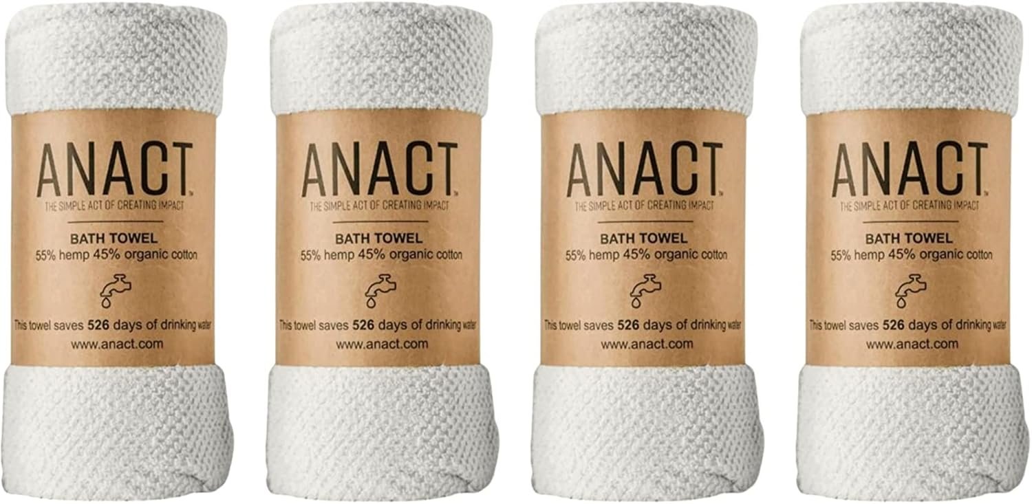 Hemp Bath Towel Set – 4pcs Fast Drying Organic Cotton Blend, Spa Quality Absorbent Towels, 55% Hemp & 45% Organic Cotton, 28″ x 55″, White