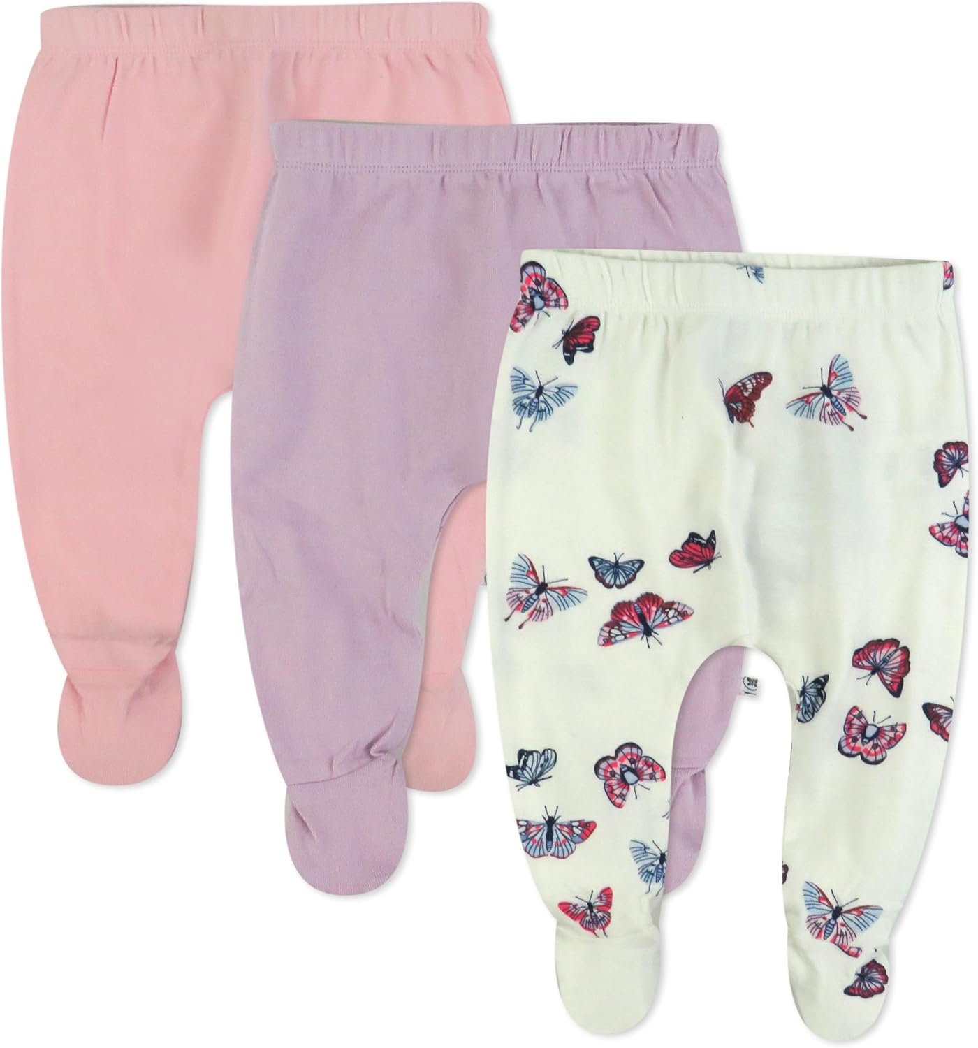 HonestBaby Baby 3-Pack Footed Pants Roomy Fit Pull on Bottoms 100% Organic Cotton for Infant Baby Boys, Girls, Unisex
