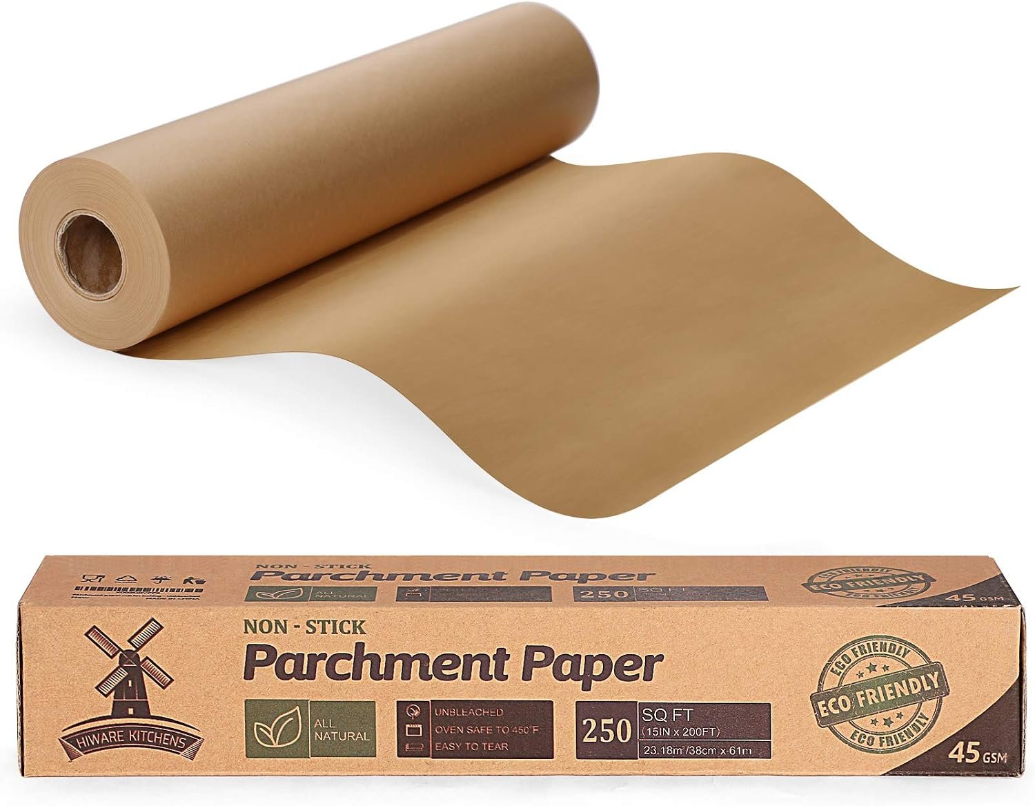 Unbleached 15 x 200 ft Parchment Baking Paper Roll – 250 Sq.Ft for Baking, Cooking, Grilling, Air Fryer and Steaming