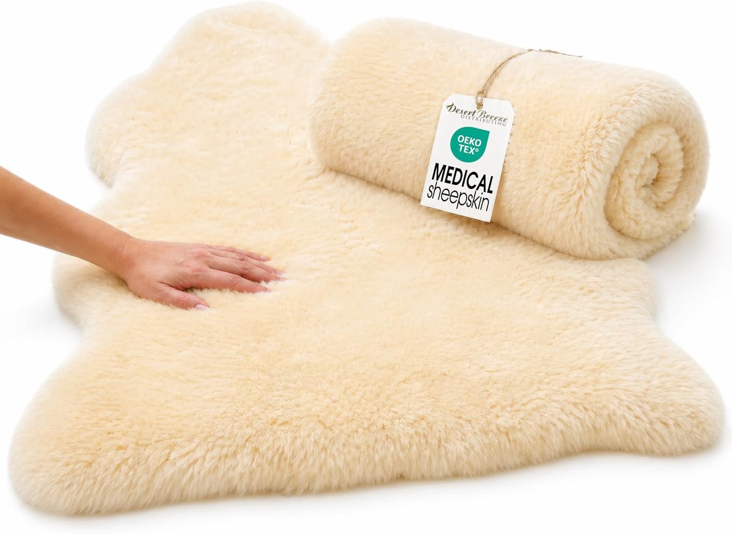 Medical Sheepskin for Bedsores, Oeko-Tex Lambskin Pad 24 x 41 in, Shorn