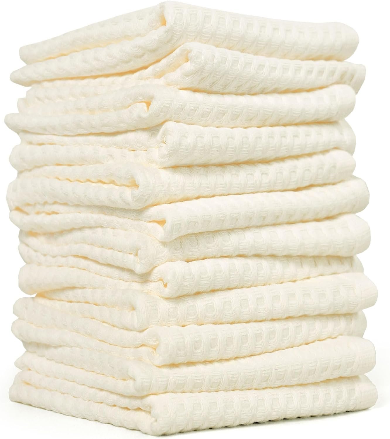 Cleanbear Wash Cloths 12 Pack – Cotton Waffle Weave, Lightweight, 13” x 13”