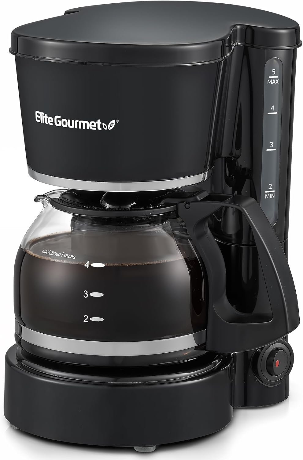 Elite Gourmet EHC-5055 Automatic 5-Cup Brew & Drip Coffee Maker with Pause N Serve Reusable Filter, On/Off Switch, Water Level Indicator