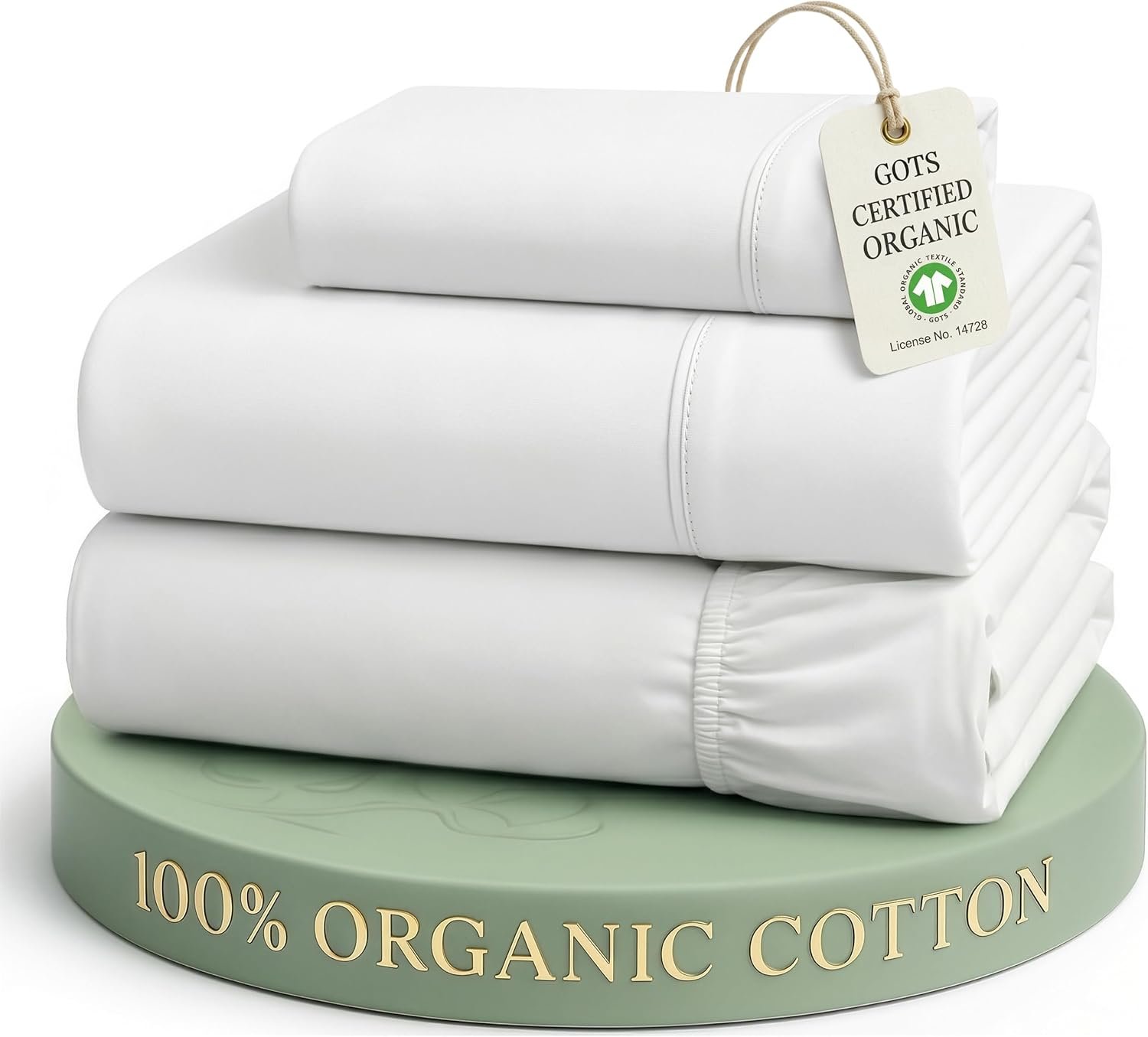 LANE LINEN Twin Sheets 100% Organic Cotton 3pc Percale Cooling Soft – White