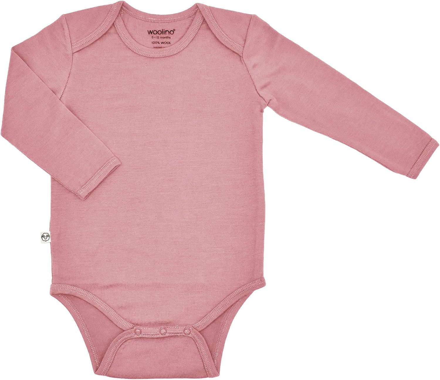 Woolino 100% Superfine Merino Wool Baby Bodysuit – Long Sleeve Bodysuit for Boy and Girl – Tagless Neck Bodysuit for Unisex