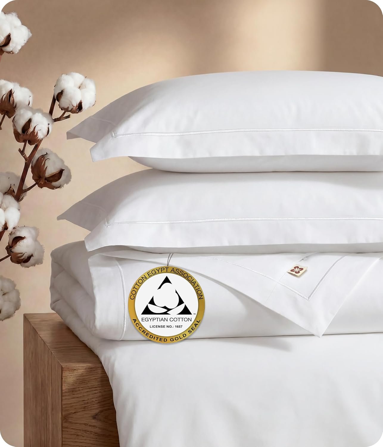Bedsure PureWoven 100% Giza Egyptian Cotton Duvet Cover, Queen (90″x90″)