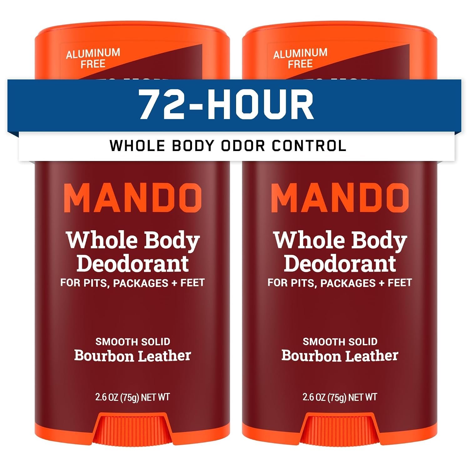 Mando Whole Body Deodorant For Men – Solid Stick – 2.6 oz, 2 pk – Bourbon