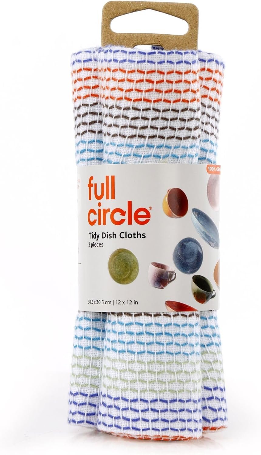 Full Circle Tidy 100% Organic Cotton Dish Cloths, Kitchen Towels, Absorbent