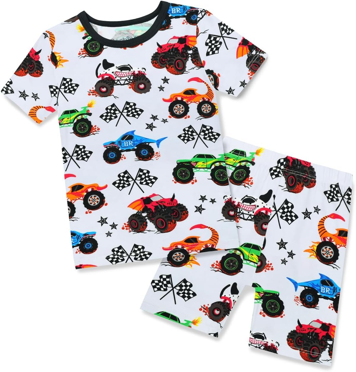 babee Reshinee Bamboo Viscose Toddler Boys Pajamas Set, Short Sleeve Kids