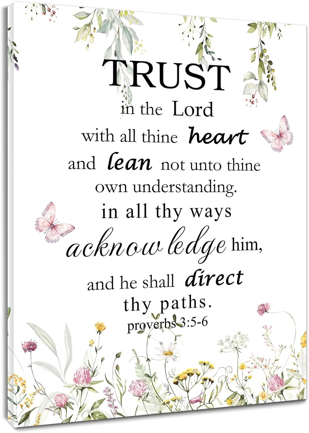 EOBTAIN Plant Bible Verse Wall Art Framed Inspirational Wall Decor,12×16 In