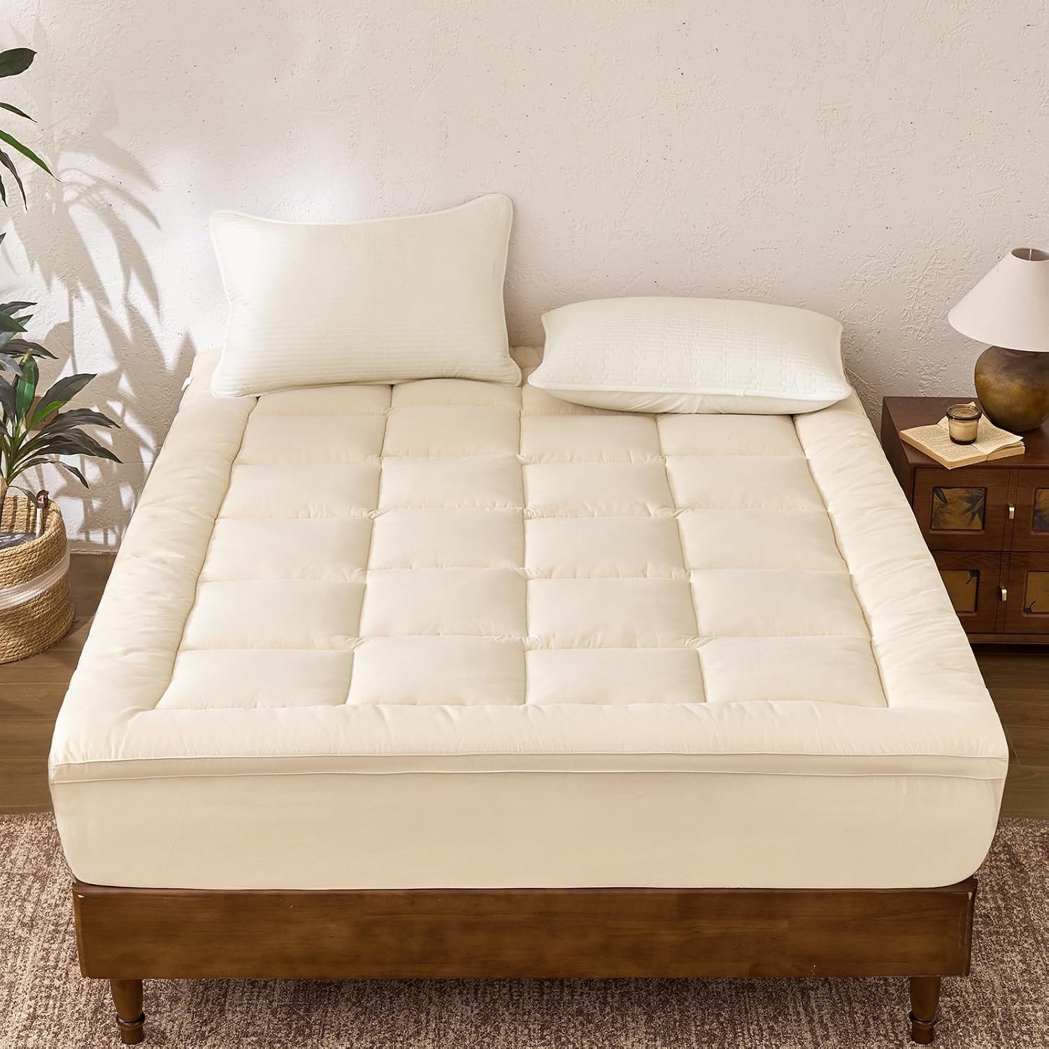 YOUR MOON Wool Mattress Topper Twin, 51% Australian Wool, 800GSM-Off White