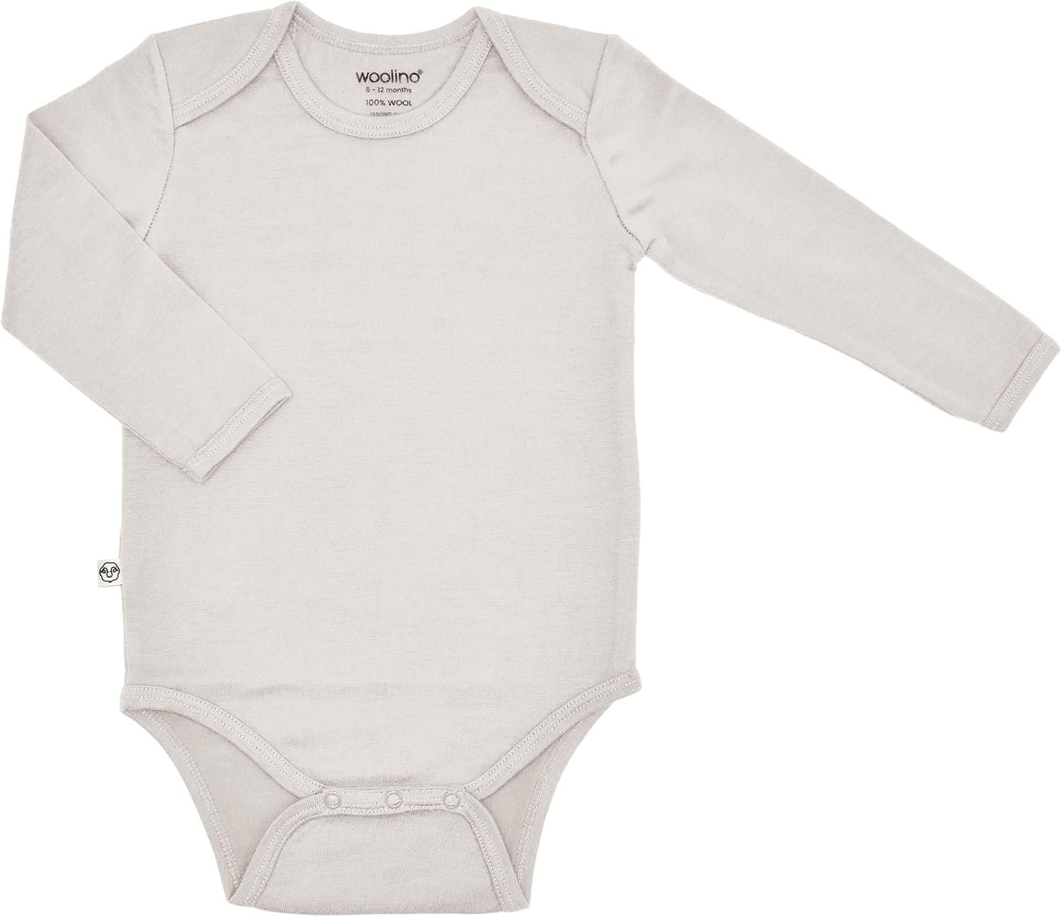 Woolino 100% Superfine Merino Wool Baby Bodysuit – Long Sleeve Bodysuit for Boy and Girl – Tagless Neck Bodysuit for Unisex