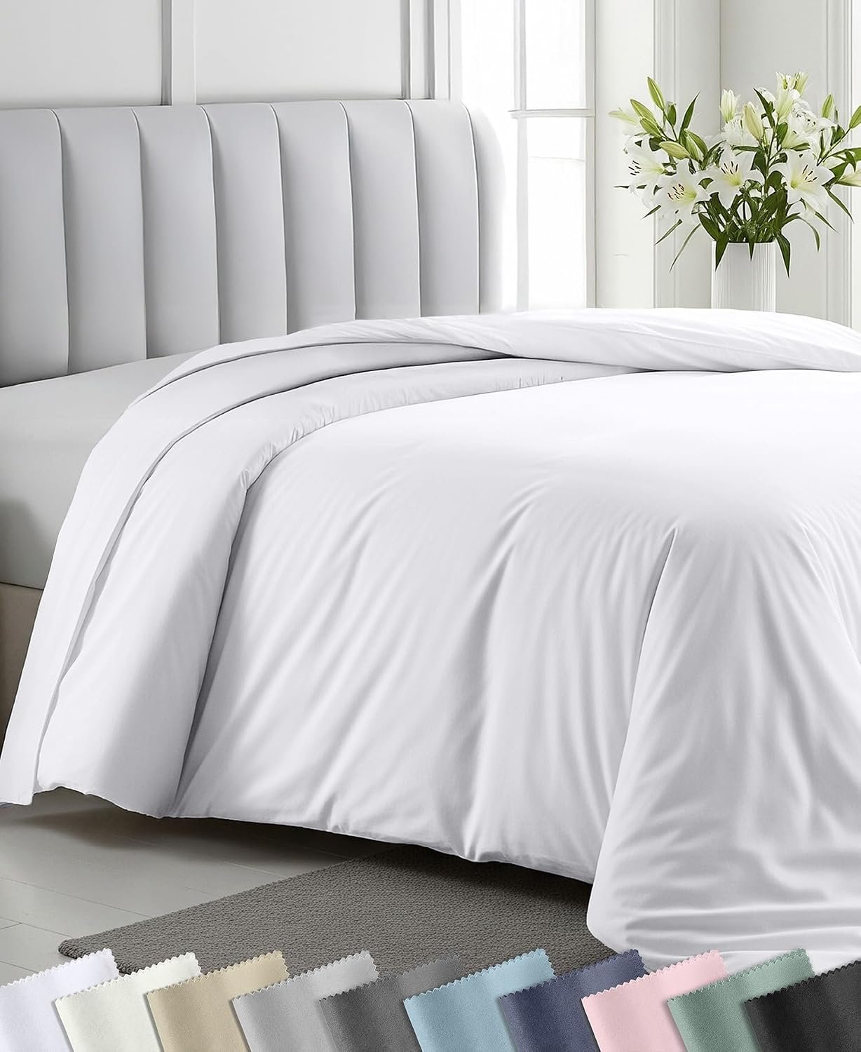 California Design Den Luxury Duvet Cover Queen Size, White