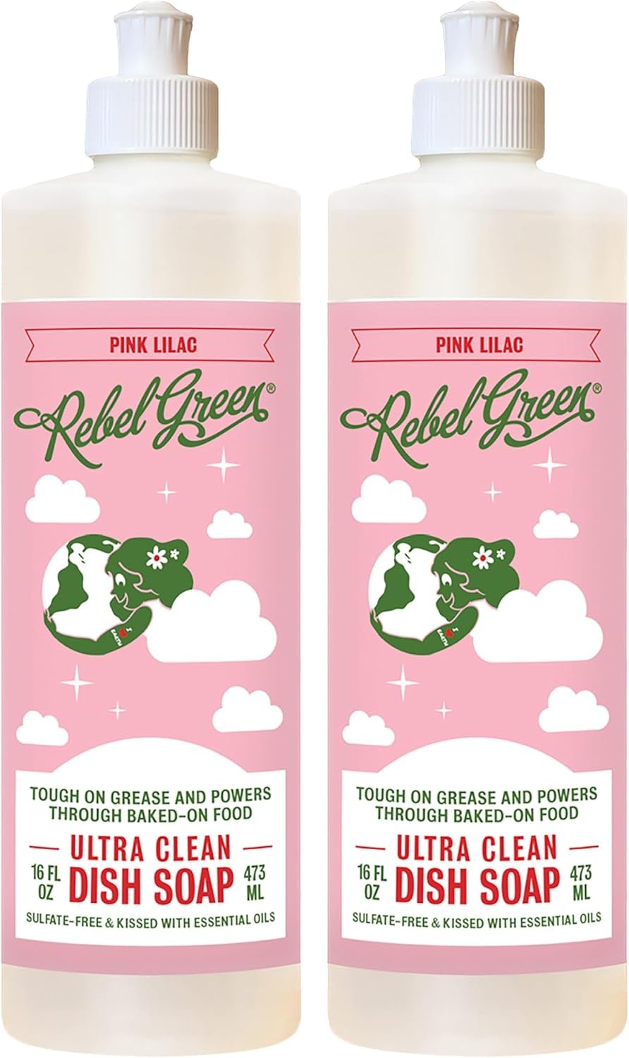 Rebel Green Ultra Clean Dish Soap, Plant-Derived Dishwashing Soap