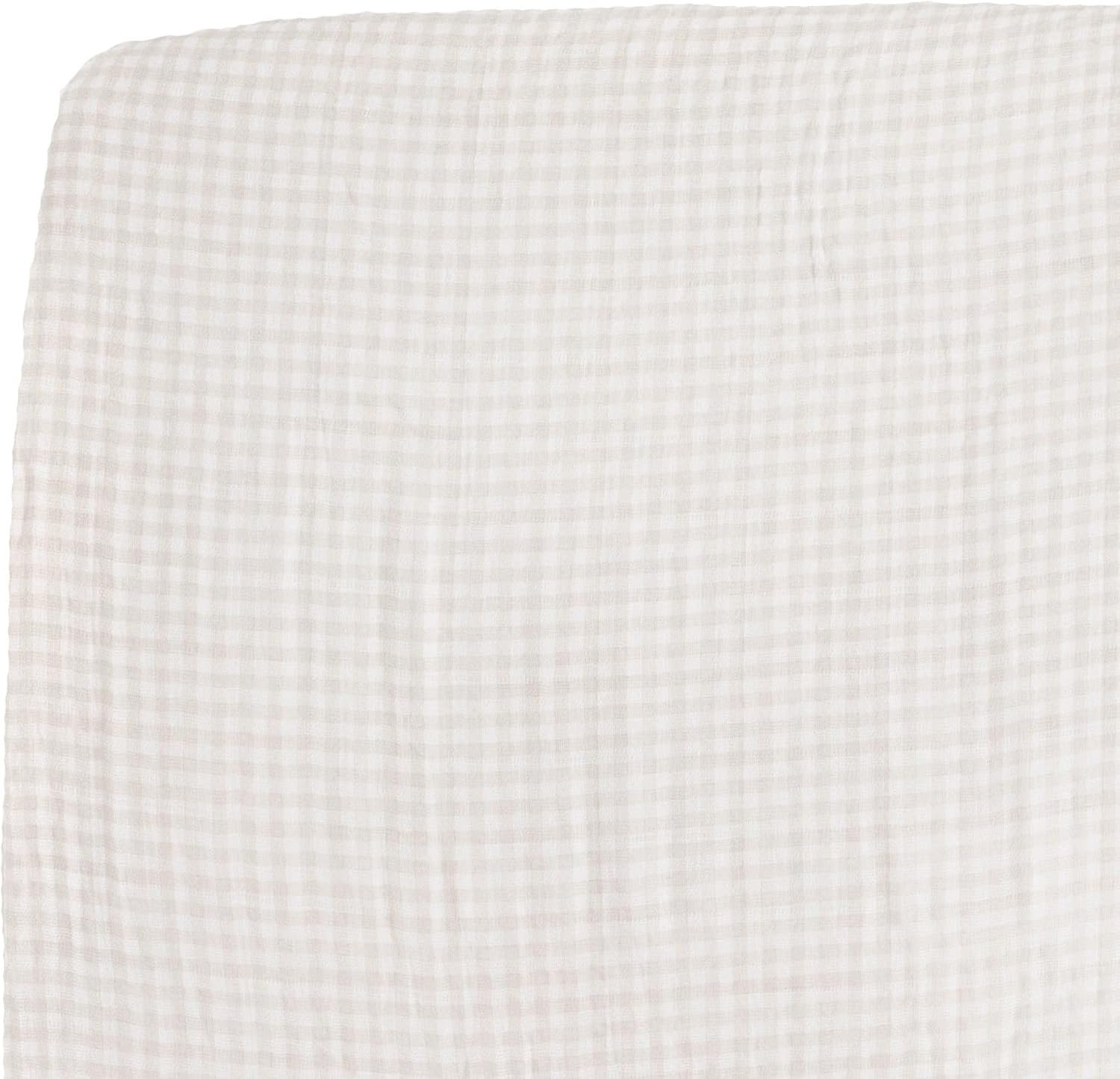 Little Unicorn Premium Crib Sheet | Breathable & Super-Soft Muslin Fabric (Tan Gingham)