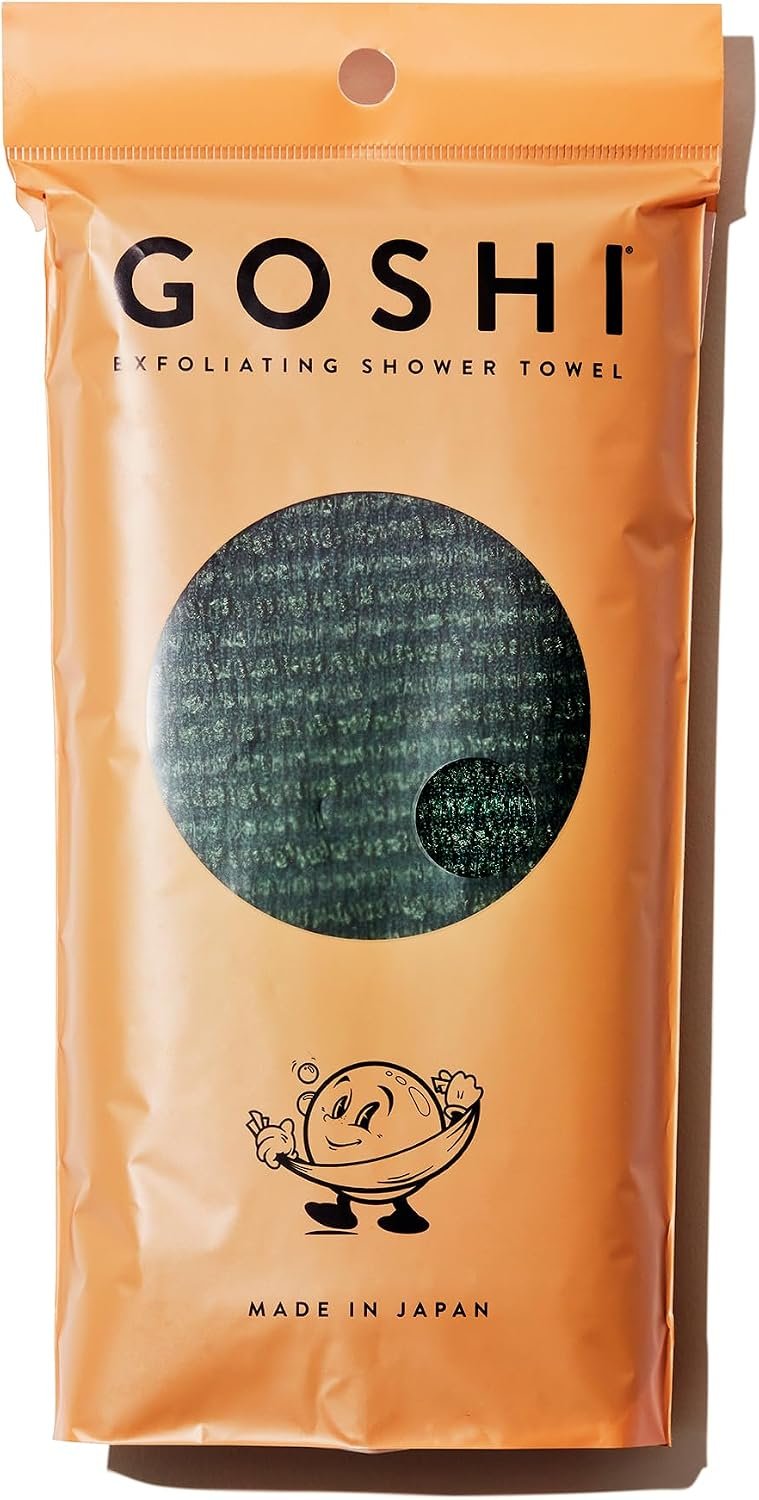 GOSHI Exfoliating Shower Towel – Long Body Scrubber, Green