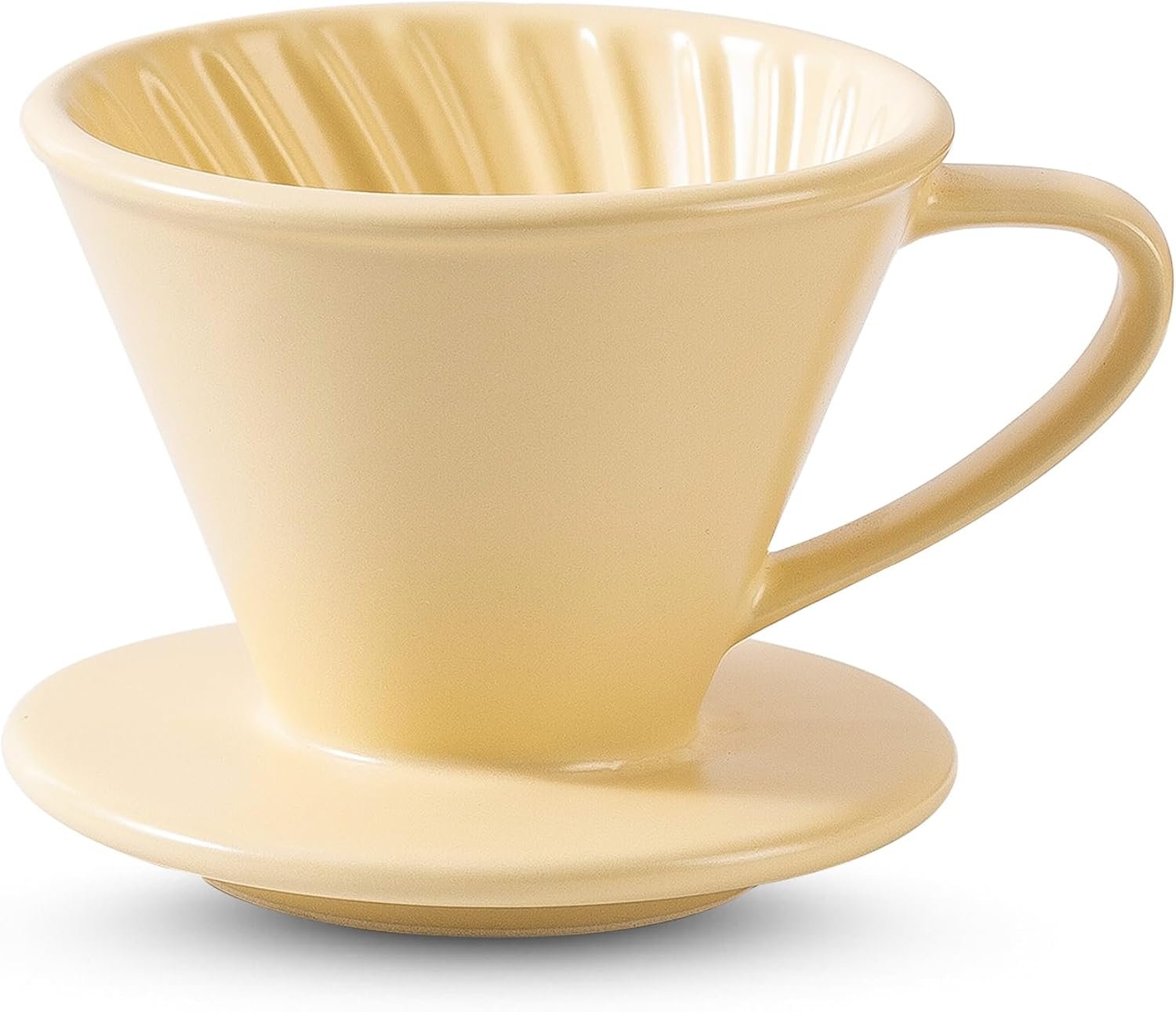 Ceramic Pour Over Coffee Maker, Non-Electric Pour Over Coffee Dripper, Manual Brew Maker, Ceramic Cone Coffee Filter Cup, Single Cups Porcelain Slow Brewing Accessories for Gifts, Yellow