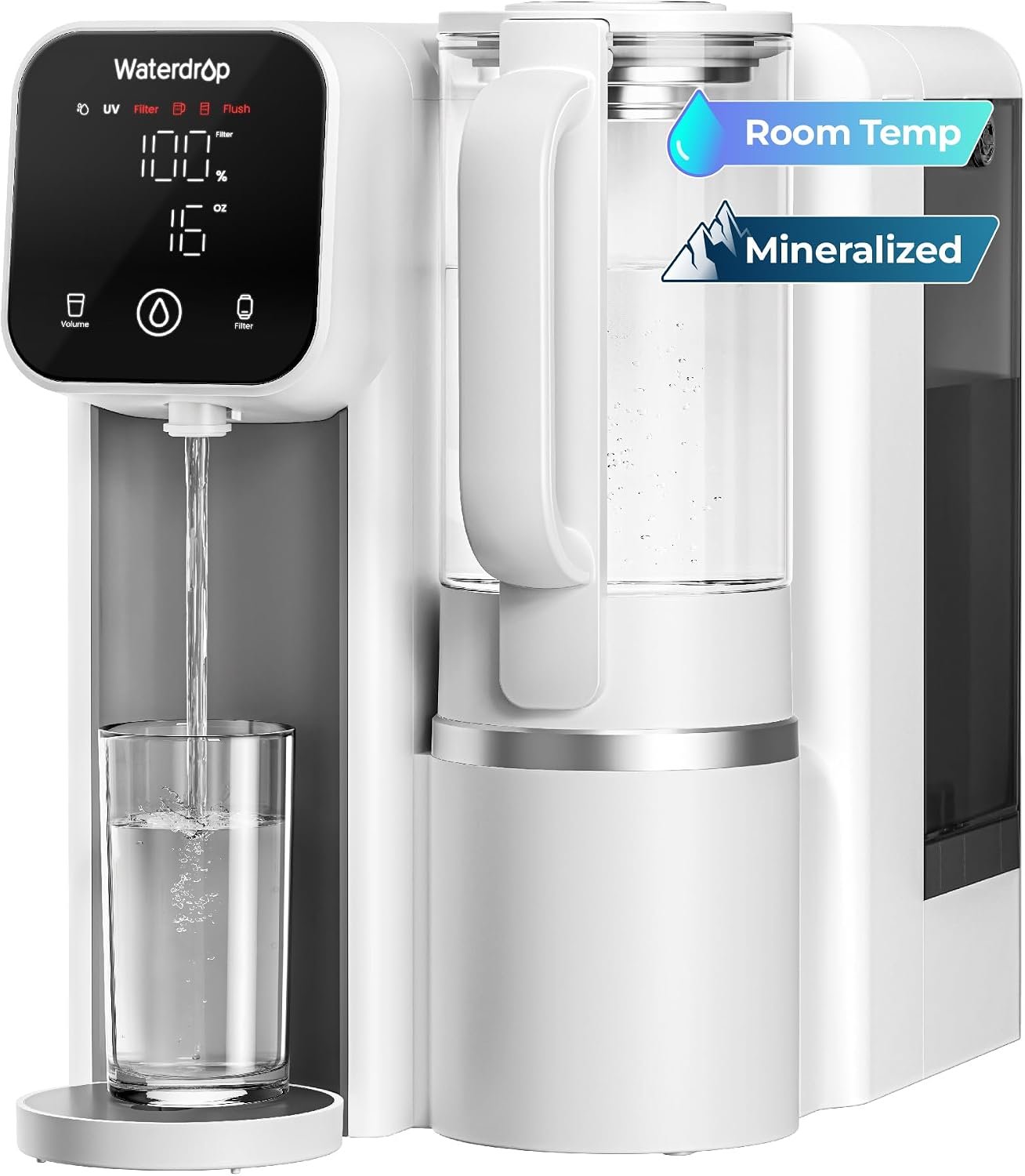 Waterdrop M6SL Mineral Reverse Osmosis Water Filter Countertop, Room-Temp